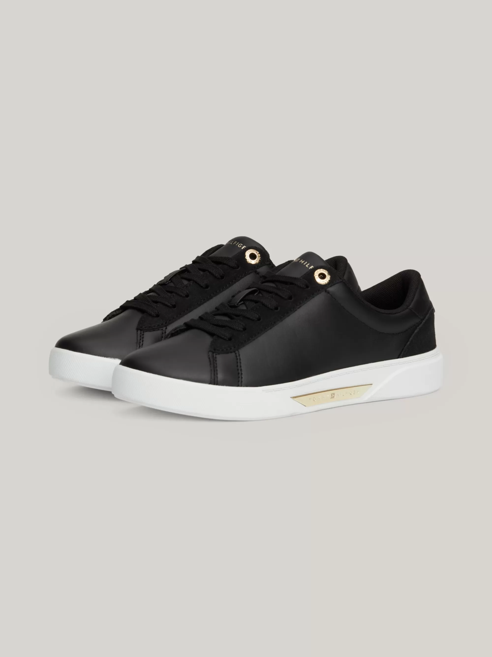 Sneakers*Tommy Hilfiger Leren Sneaker Met Metalen Hardware BLACK
