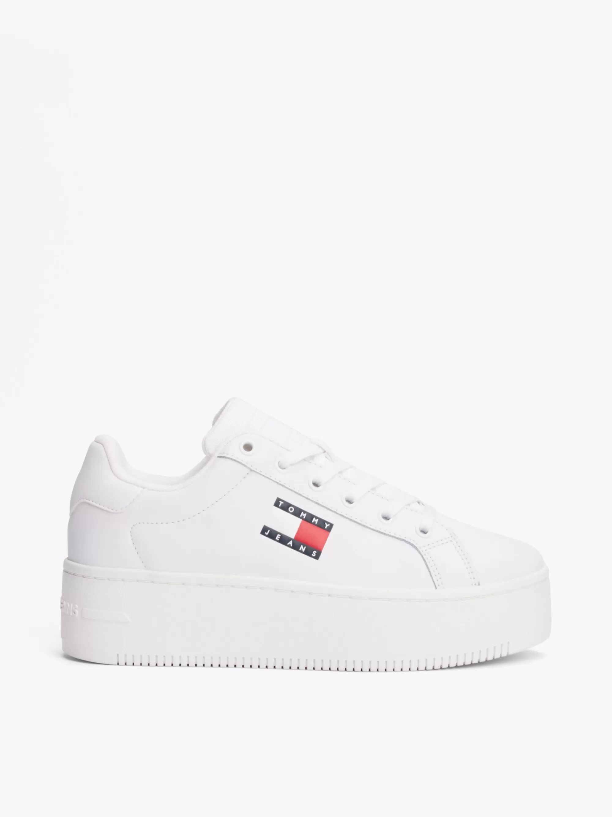 Sneakers*Tommy Hilfiger Leren Sneaker Met Plateauzool WHITE