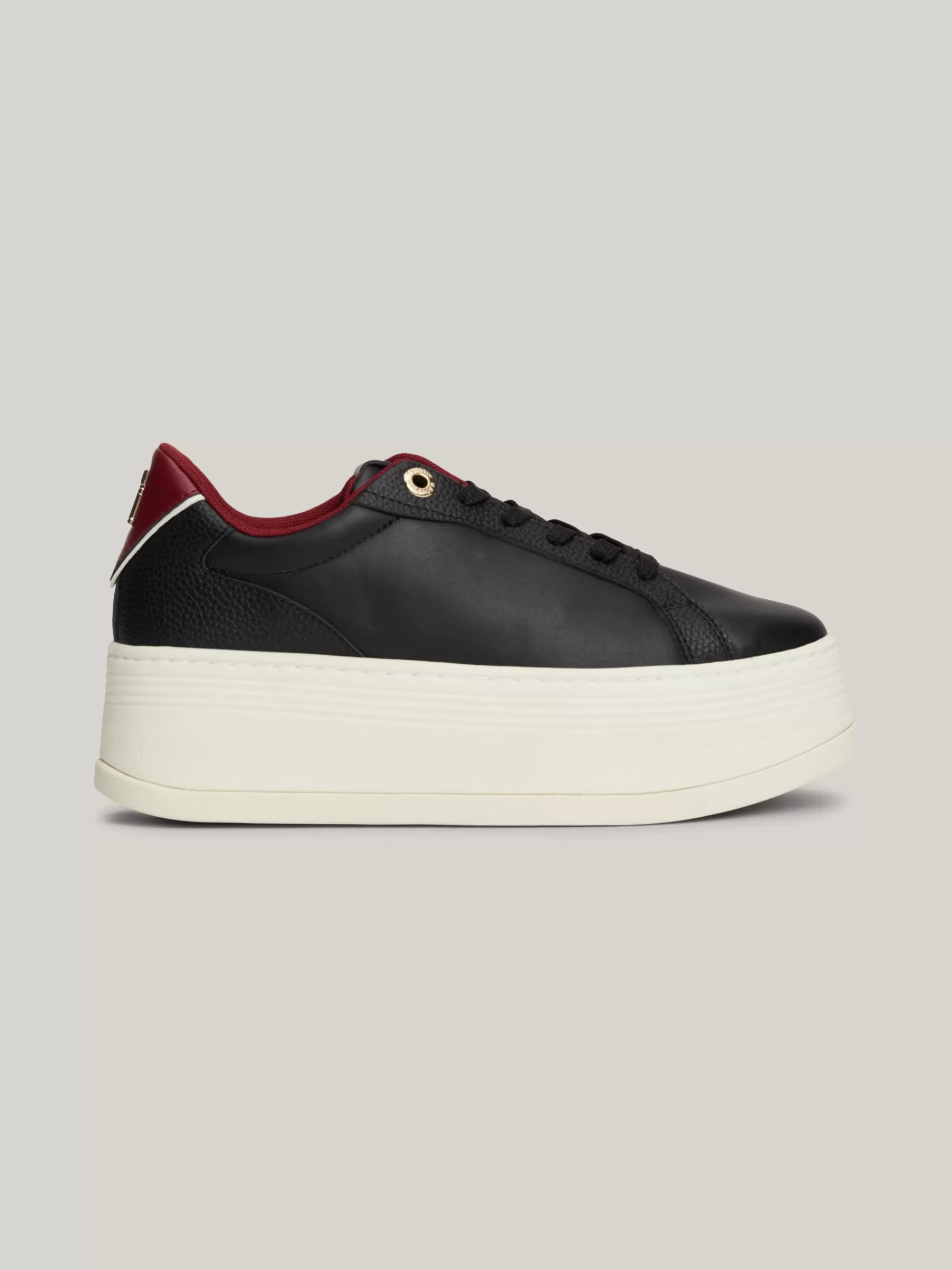 Sneakers*Tommy Hilfiger Leren Sneaker Met Plateauzool En TH-monogram BLACK