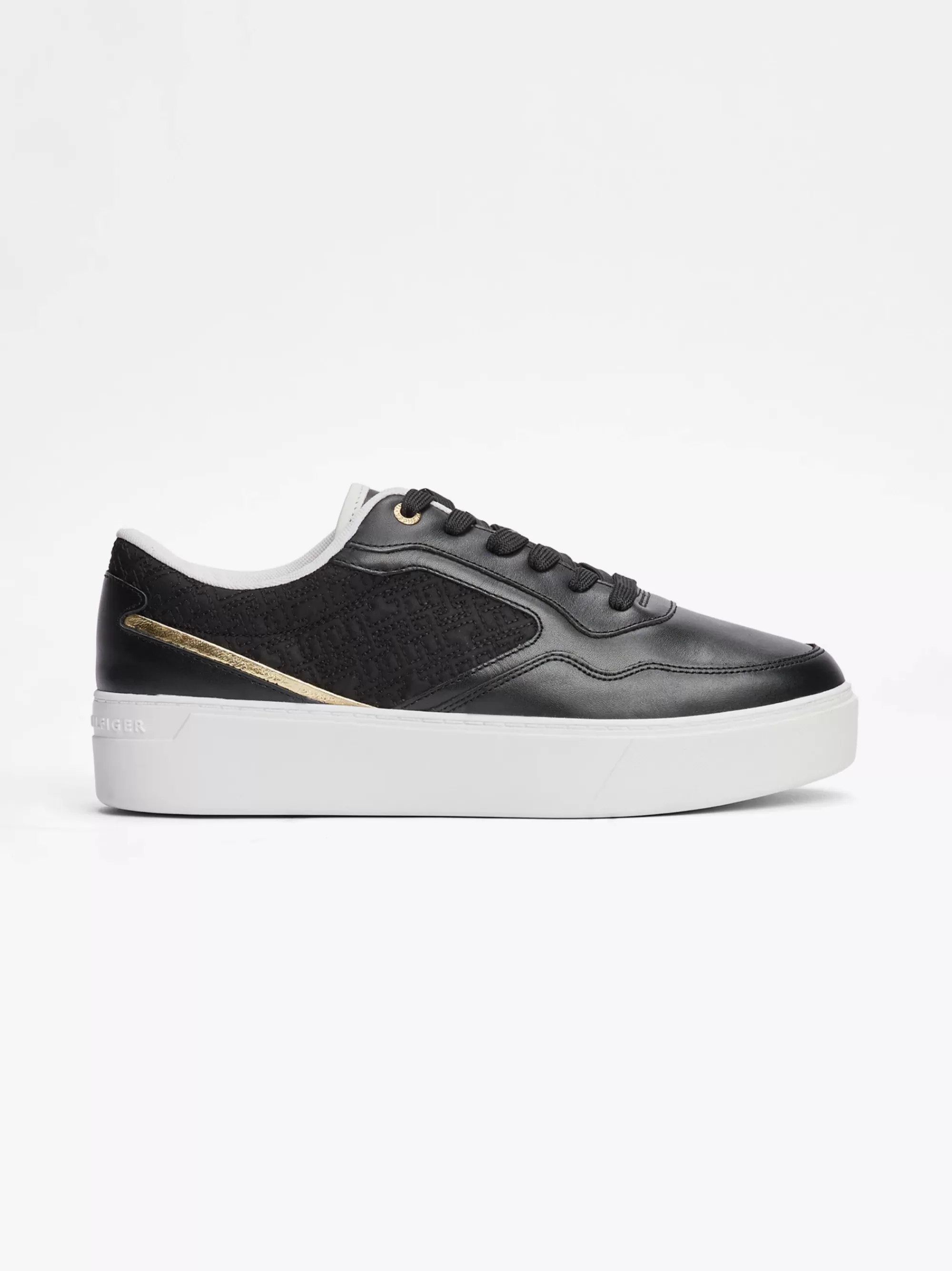 Sneakers*Tommy Hilfiger Leren Sneaker Met Plateauzool En TH-monogram BLACK