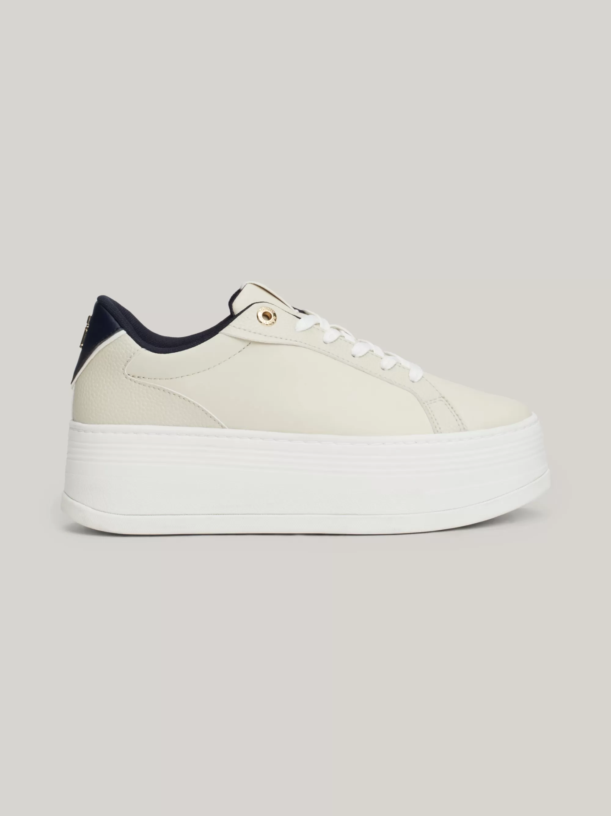 Sneakers*Tommy Hilfiger Leren Sneaker Met Plateauzool En TH-monogram NEWSPRINT