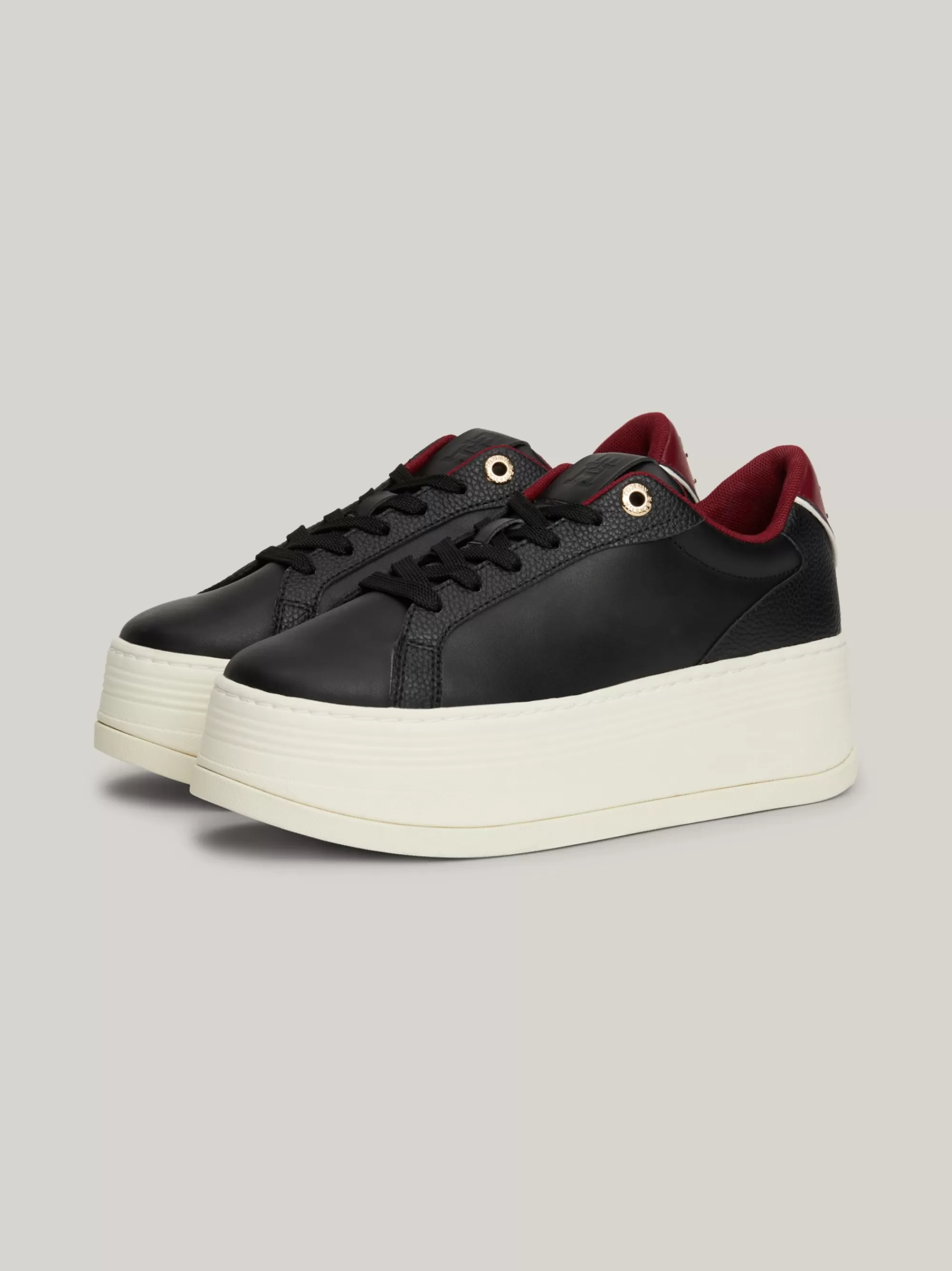 Sneakers*Tommy Hilfiger Leren Sneaker Met Plateauzool En TH-monogram BLACK