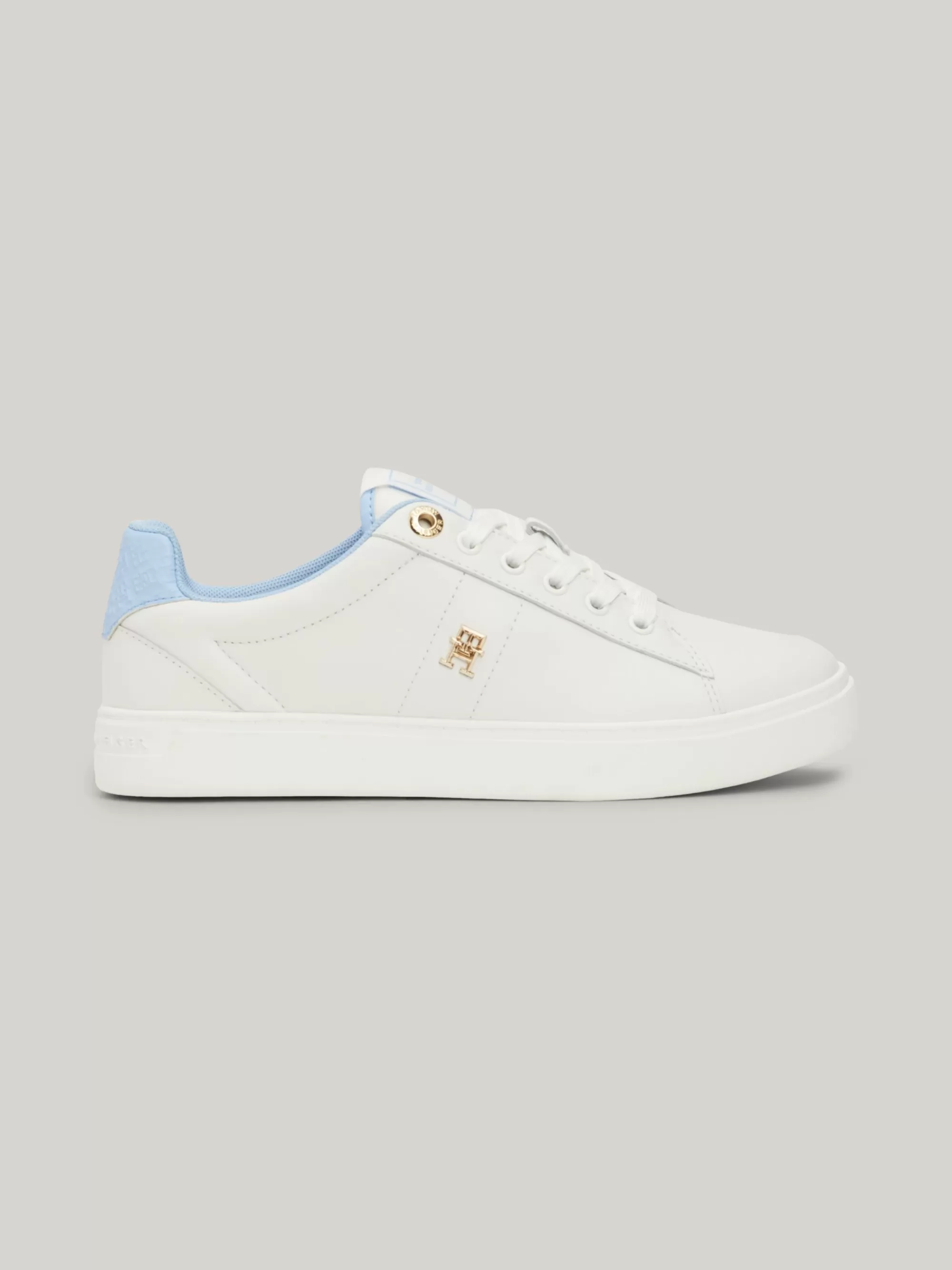Sneakers*Tommy Hilfiger Leren Sneaker Met TH-monogram ECRU/VESSEL BLUE