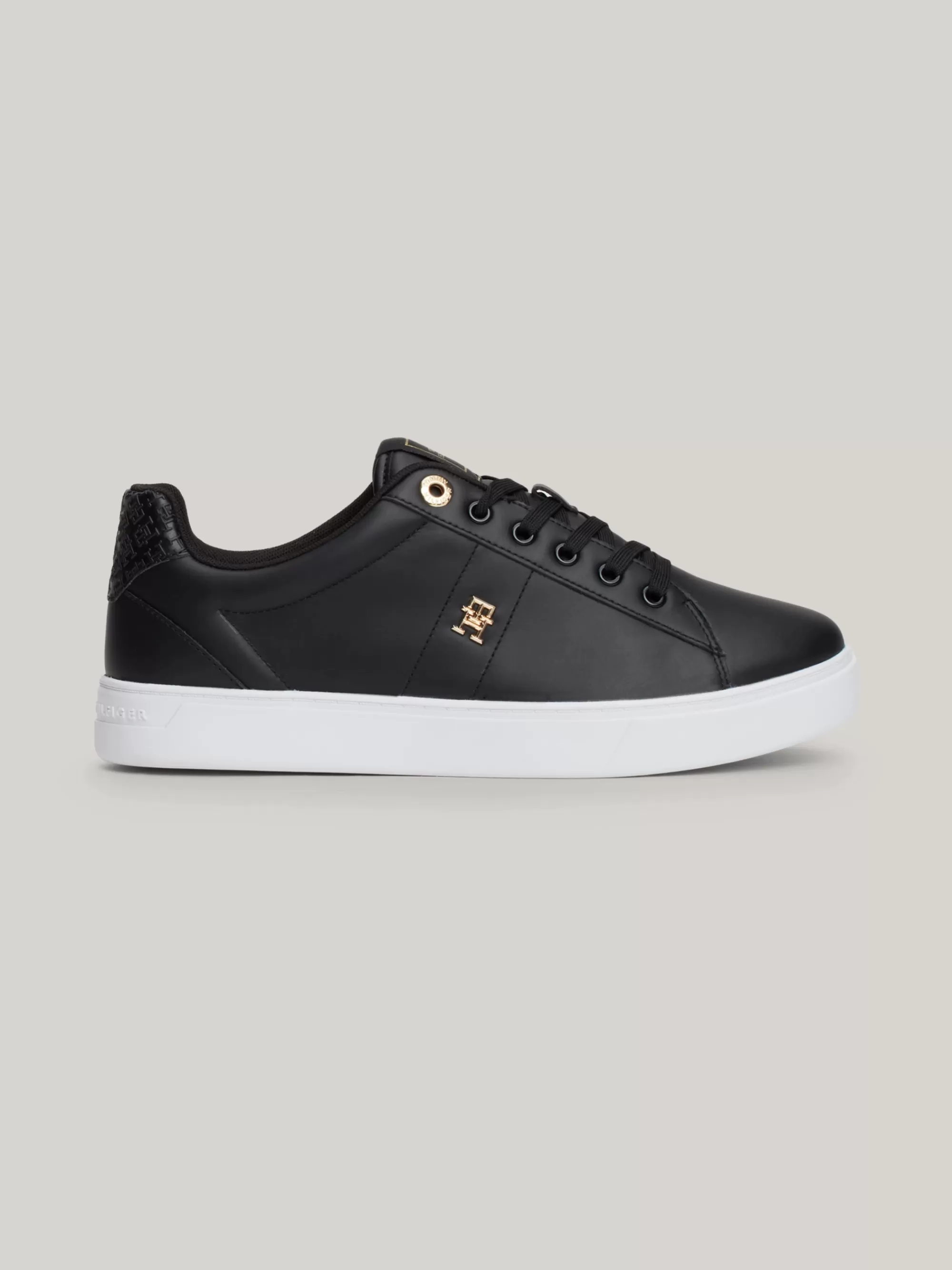 Sneakers*Tommy Hilfiger Leren Sneaker Met TH-monogram BLACK