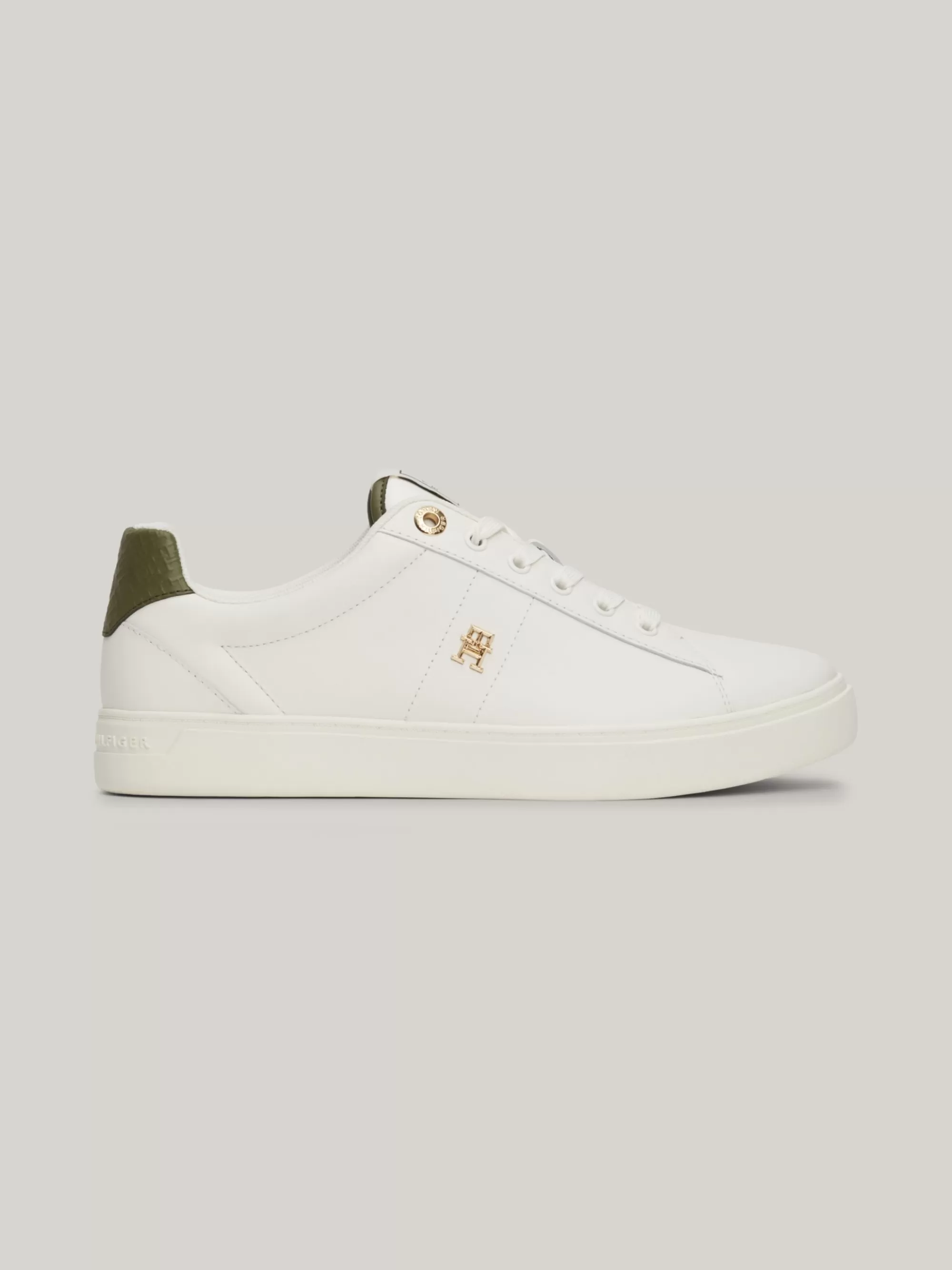 Sneakers*Tommy Hilfiger Leren Sneaker Met TH-monogram ANCIENT WHITE