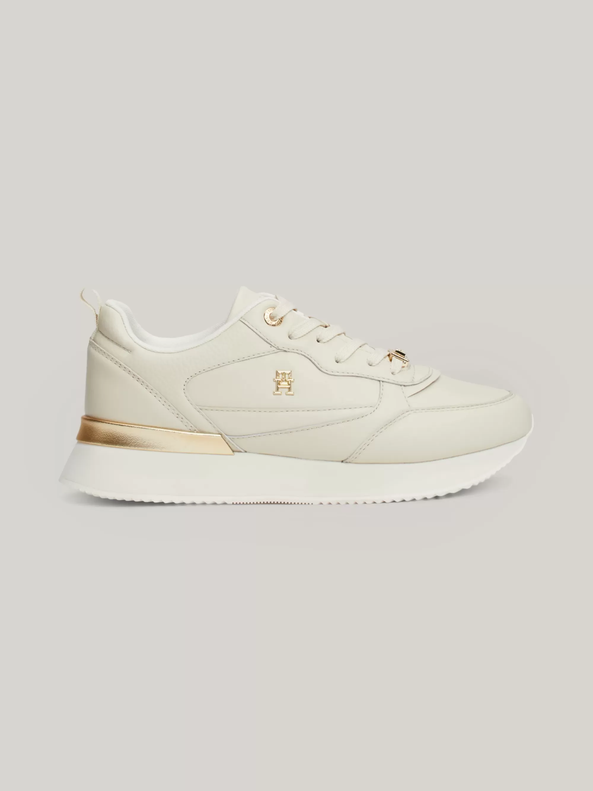 Sneakers*Tommy Hilfiger Leren Sneaker Met TH-monogram NEWSPRINT