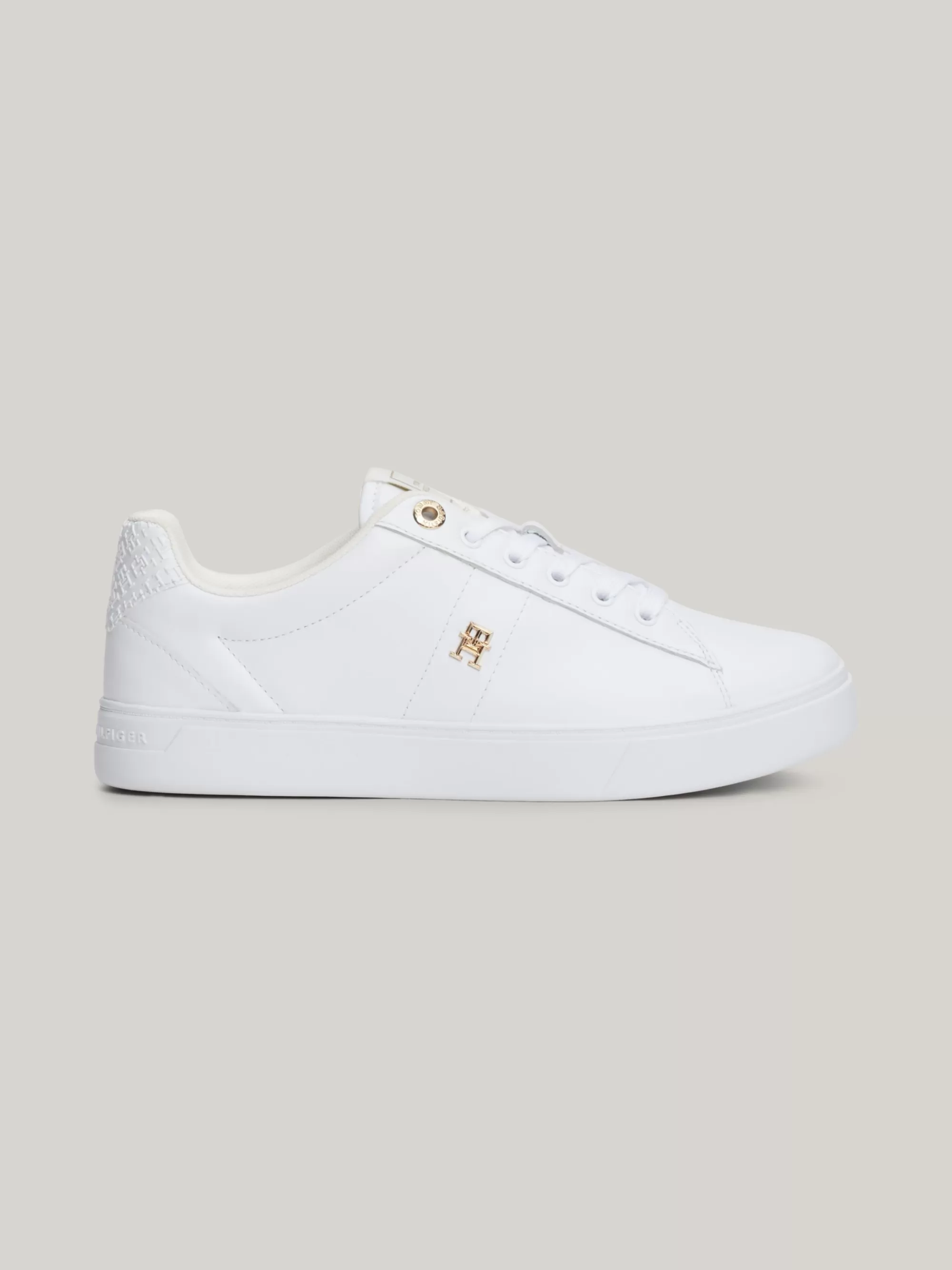Sneakers*Tommy Hilfiger Leren Sneaker Met TH-monogram WHITE