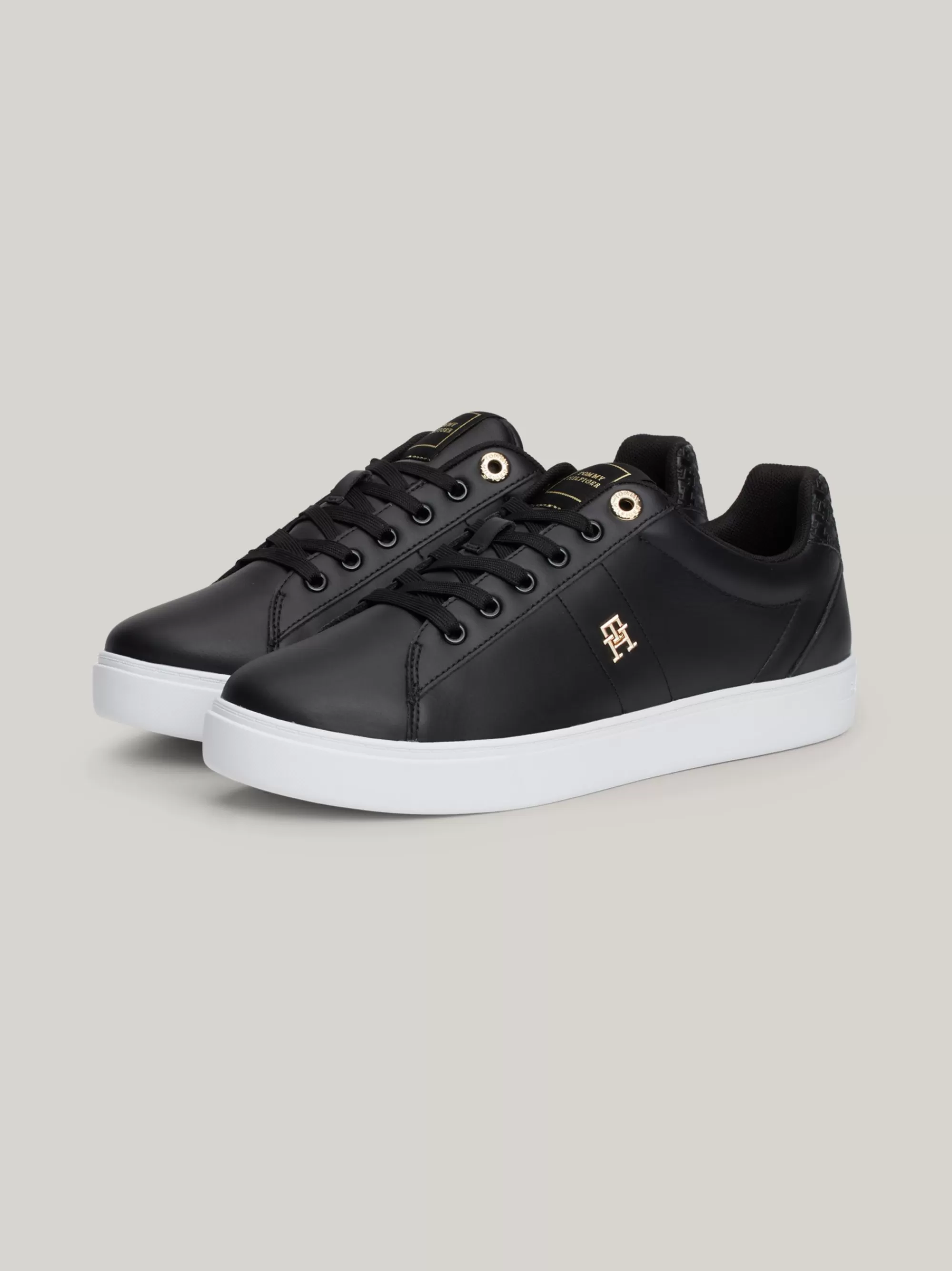 Sneakers*Tommy Hilfiger Leren Sneaker Met TH-monogram BLACK