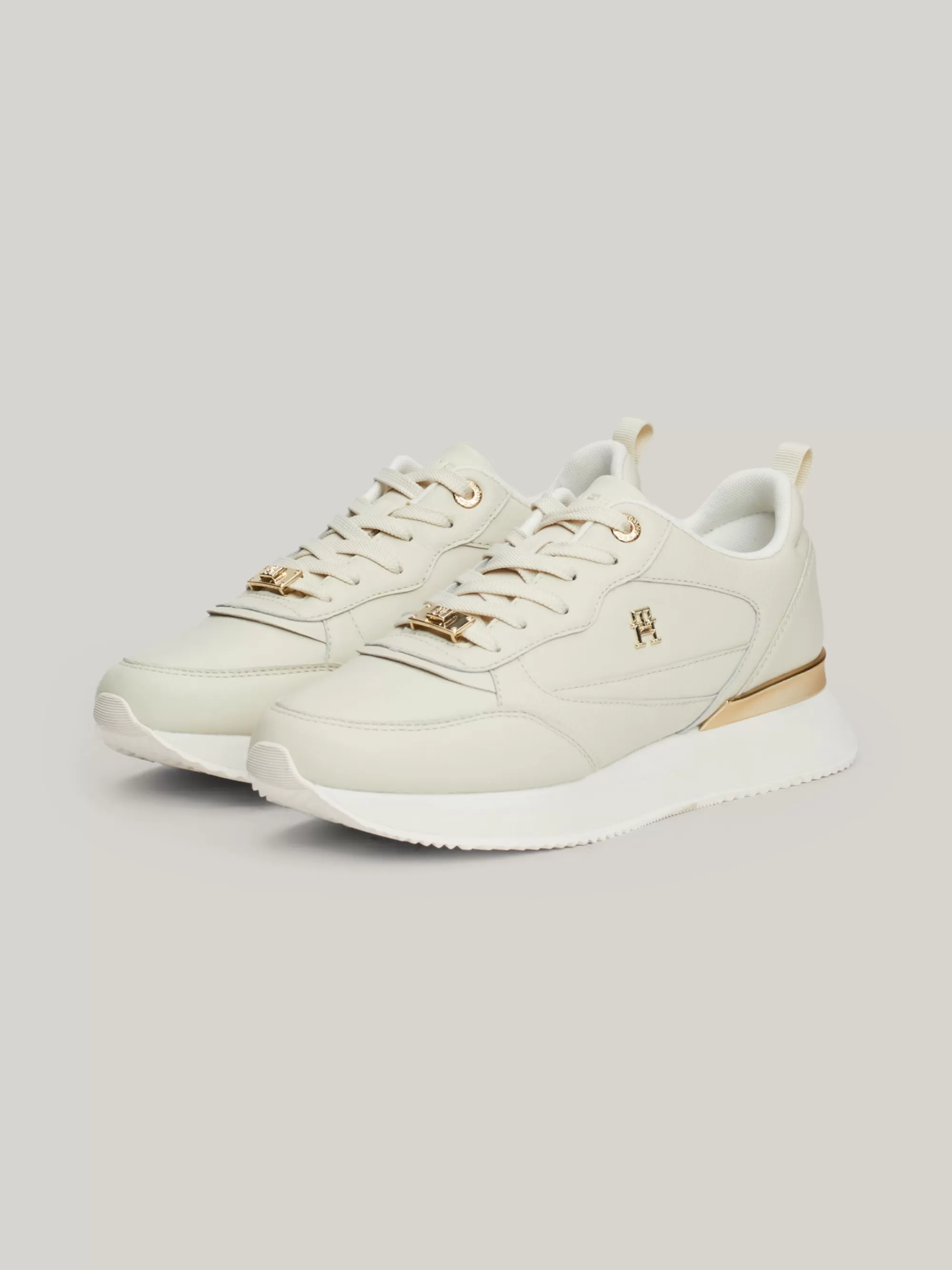 Sneakers*Tommy Hilfiger Leren Sneaker Met TH-monogram NEWSPRINT