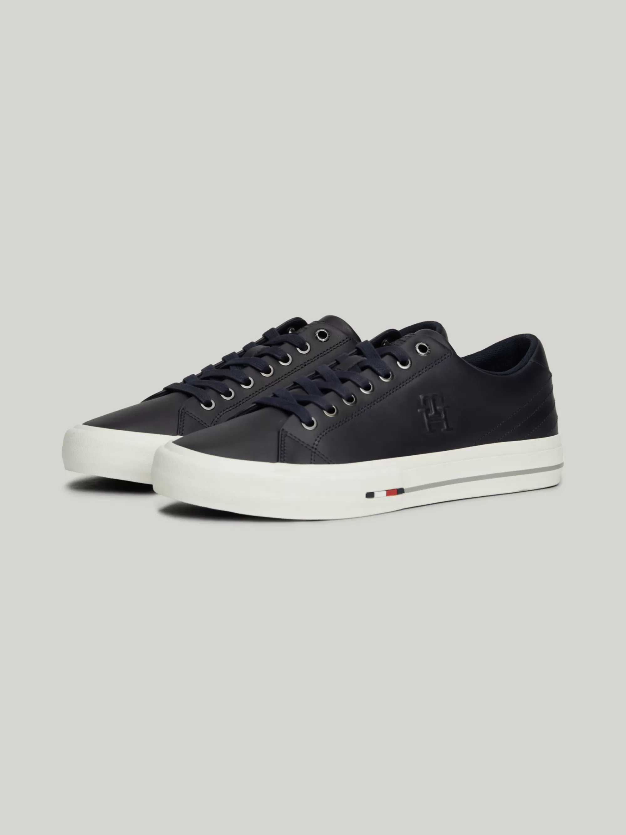 Sneakers*Tommy Hilfiger Leren Sneaker Met TH-monogram DESERT SKY