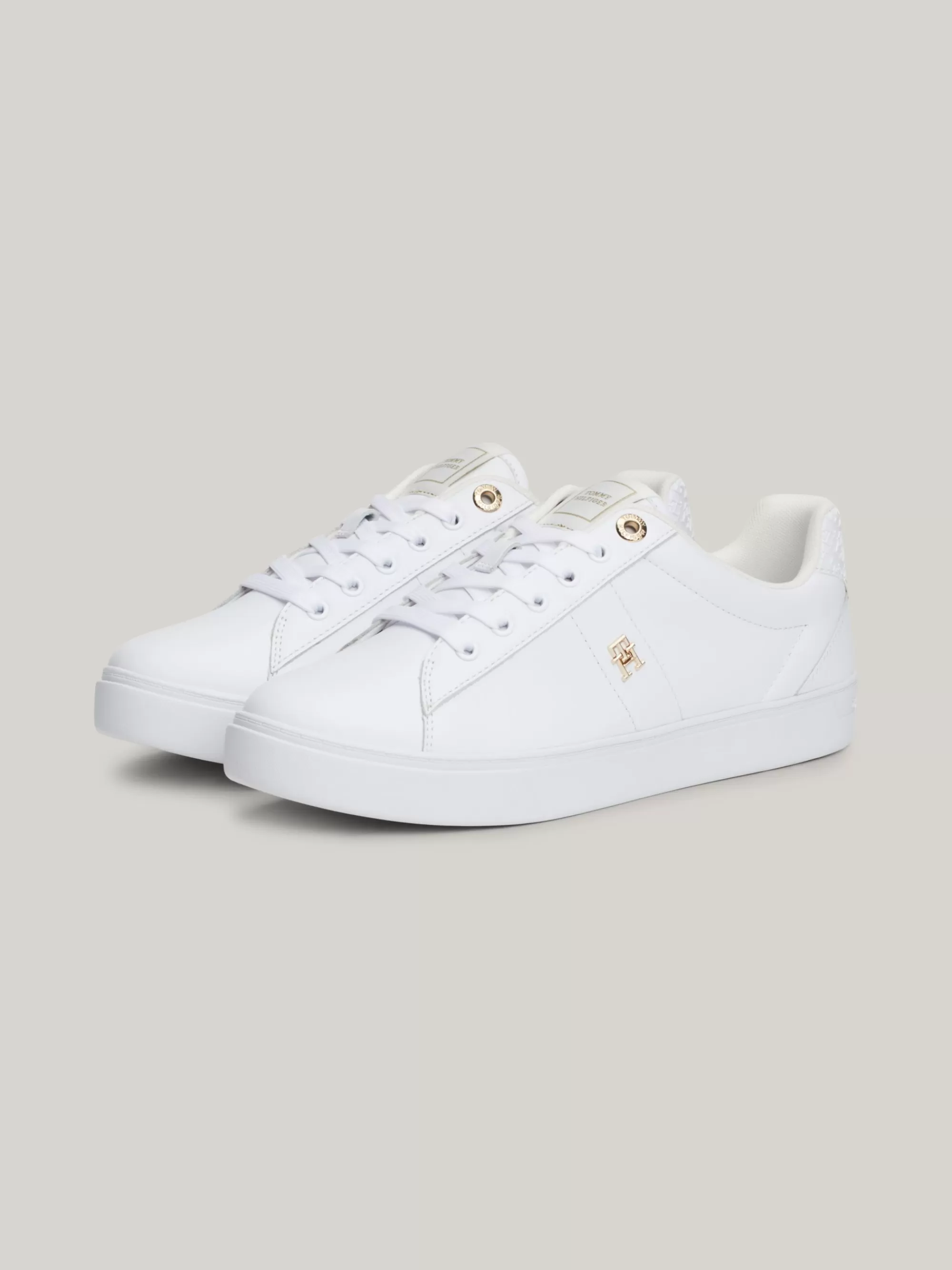 Sneakers*Tommy Hilfiger Leren Sneaker Met TH-monogram WHITE