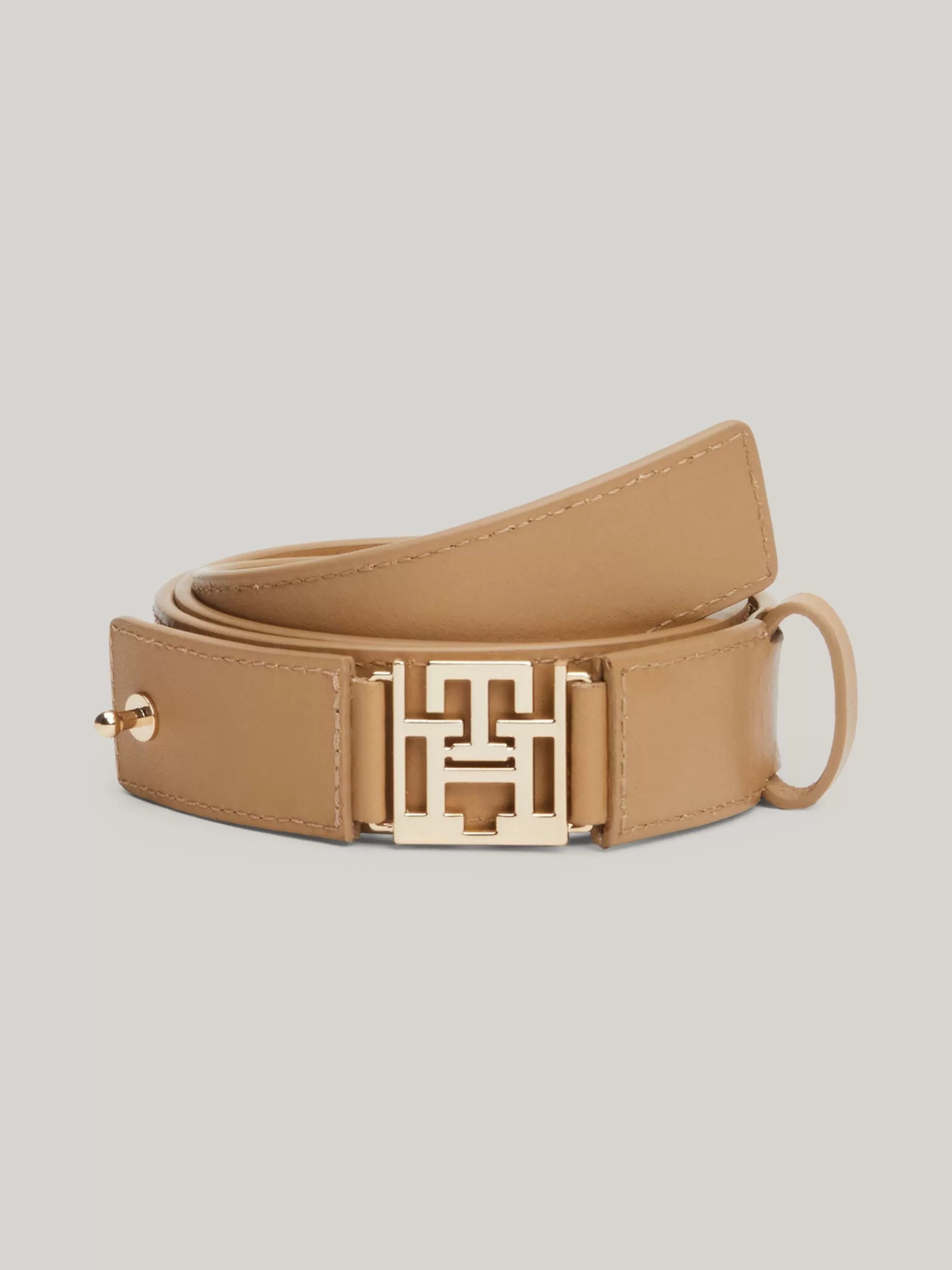 Riemen*Tommy Hilfiger Leren Tailleriem Met TH-monogram CLASSIC KHAKI