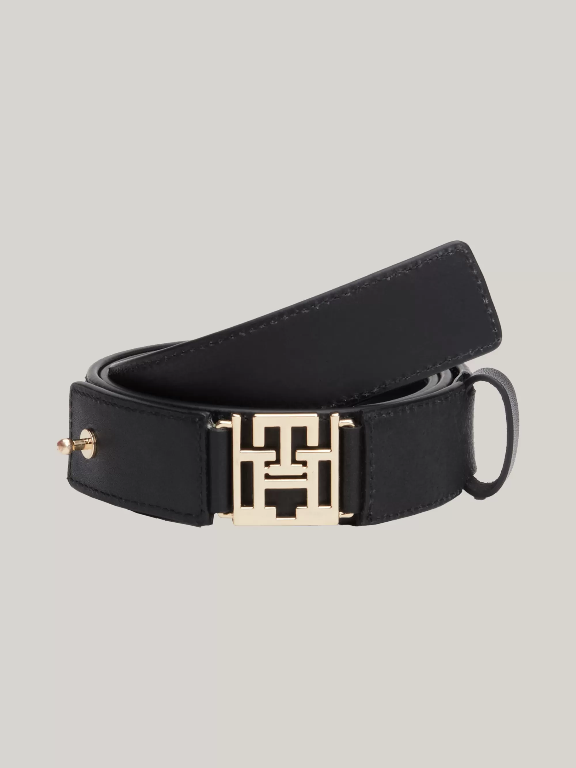 Riemen*Tommy Hilfiger Leren Tailleriem Met TH-monogram BLACK