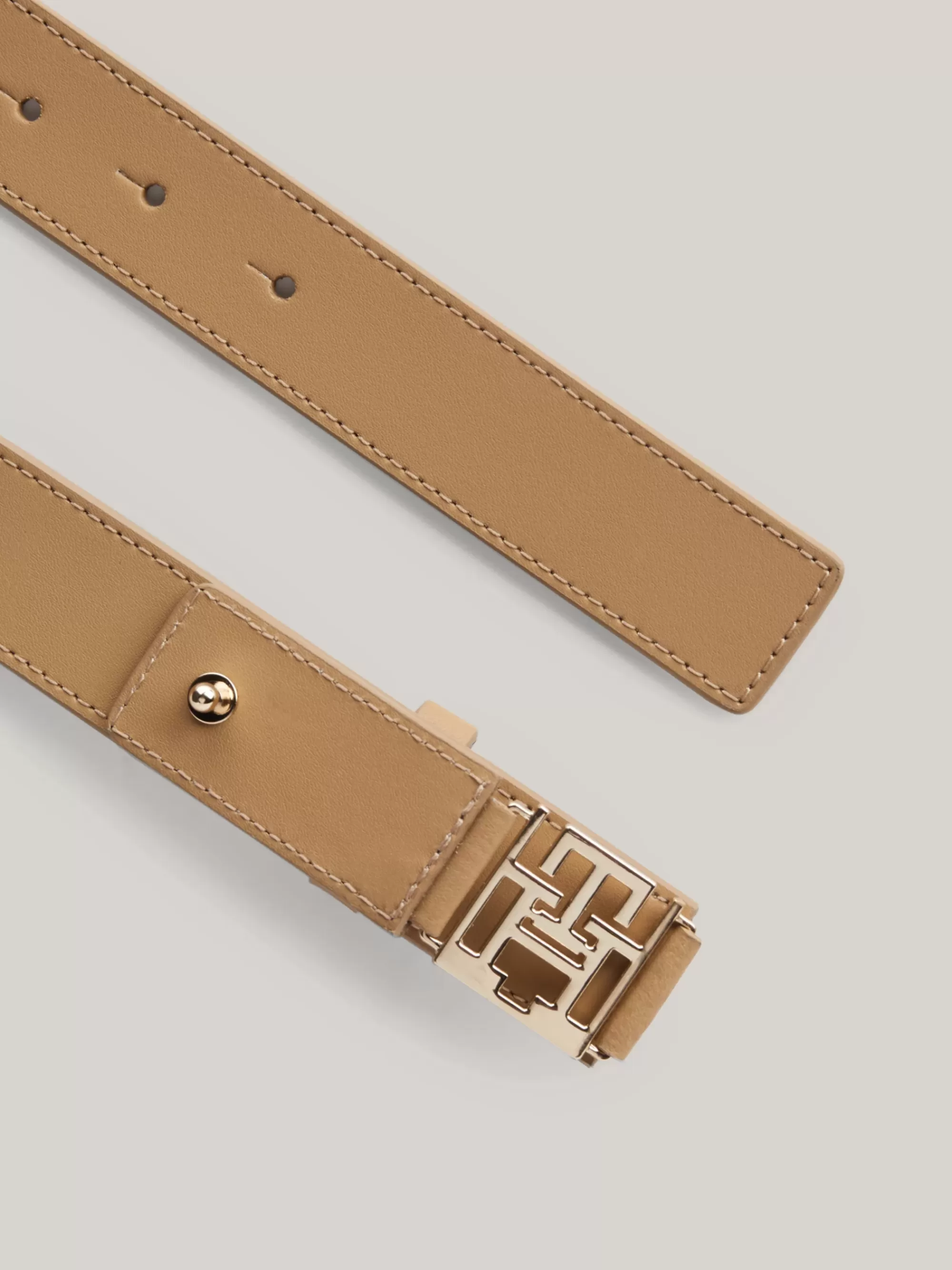 Riemen*Tommy Hilfiger Leren Tailleriem Met TH-monogram CLASSIC KHAKI