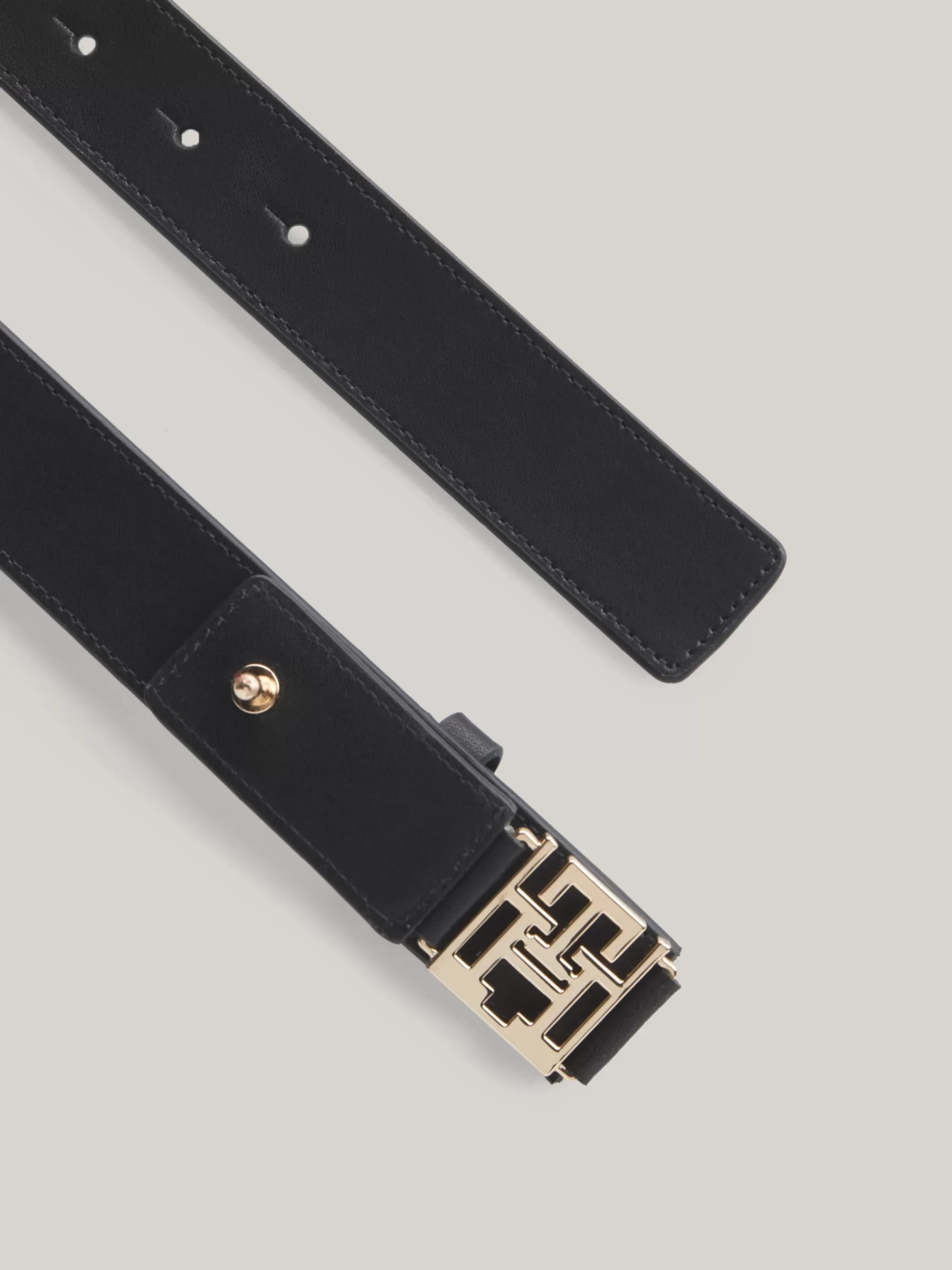 Riemen*Tommy Hilfiger Leren Tailleriem Met TH-monogram BLACK