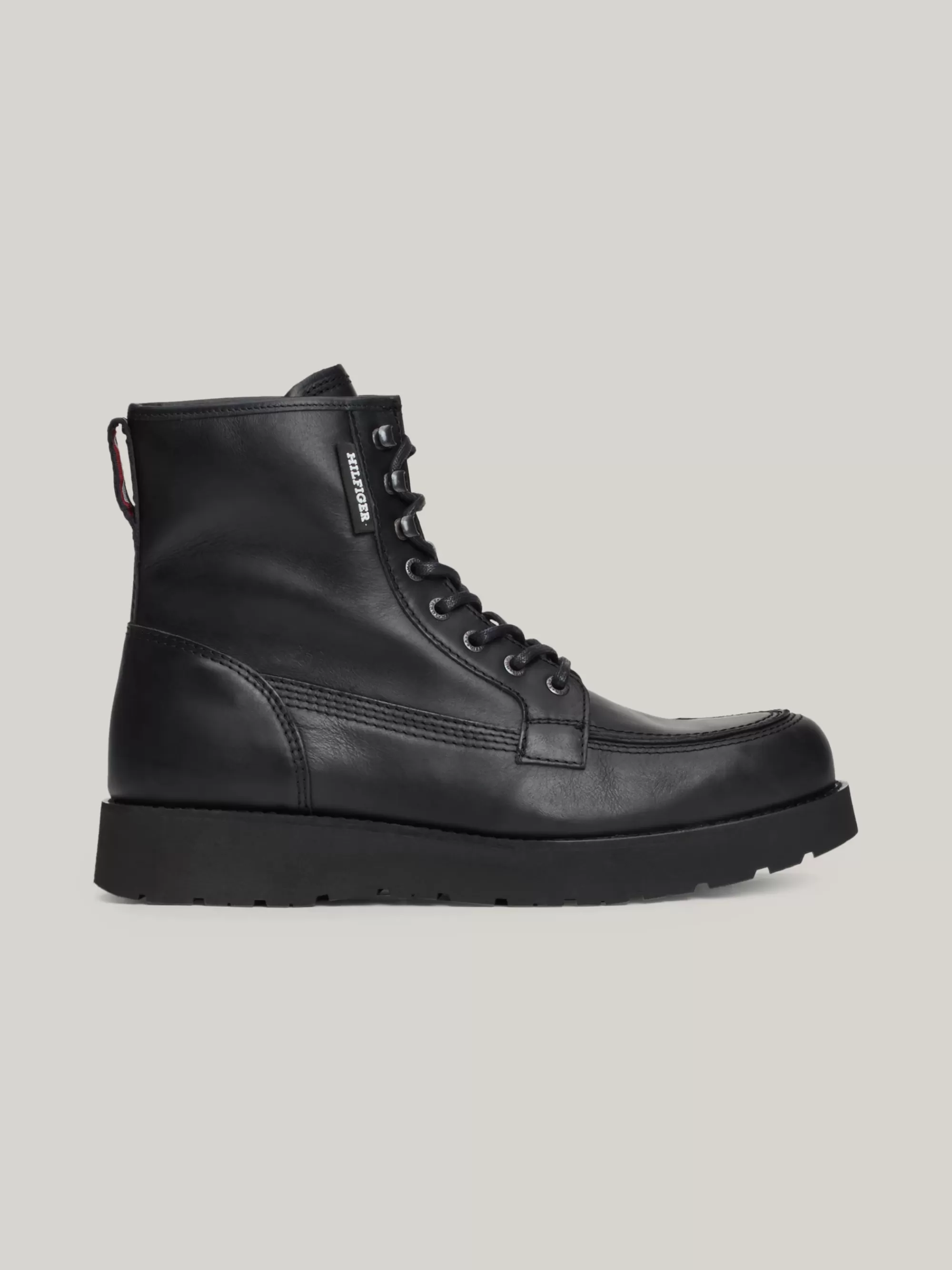 Veterboots | Laarzen*Tommy Hilfiger Leren Veterboot Met Dikke Zool BLACK