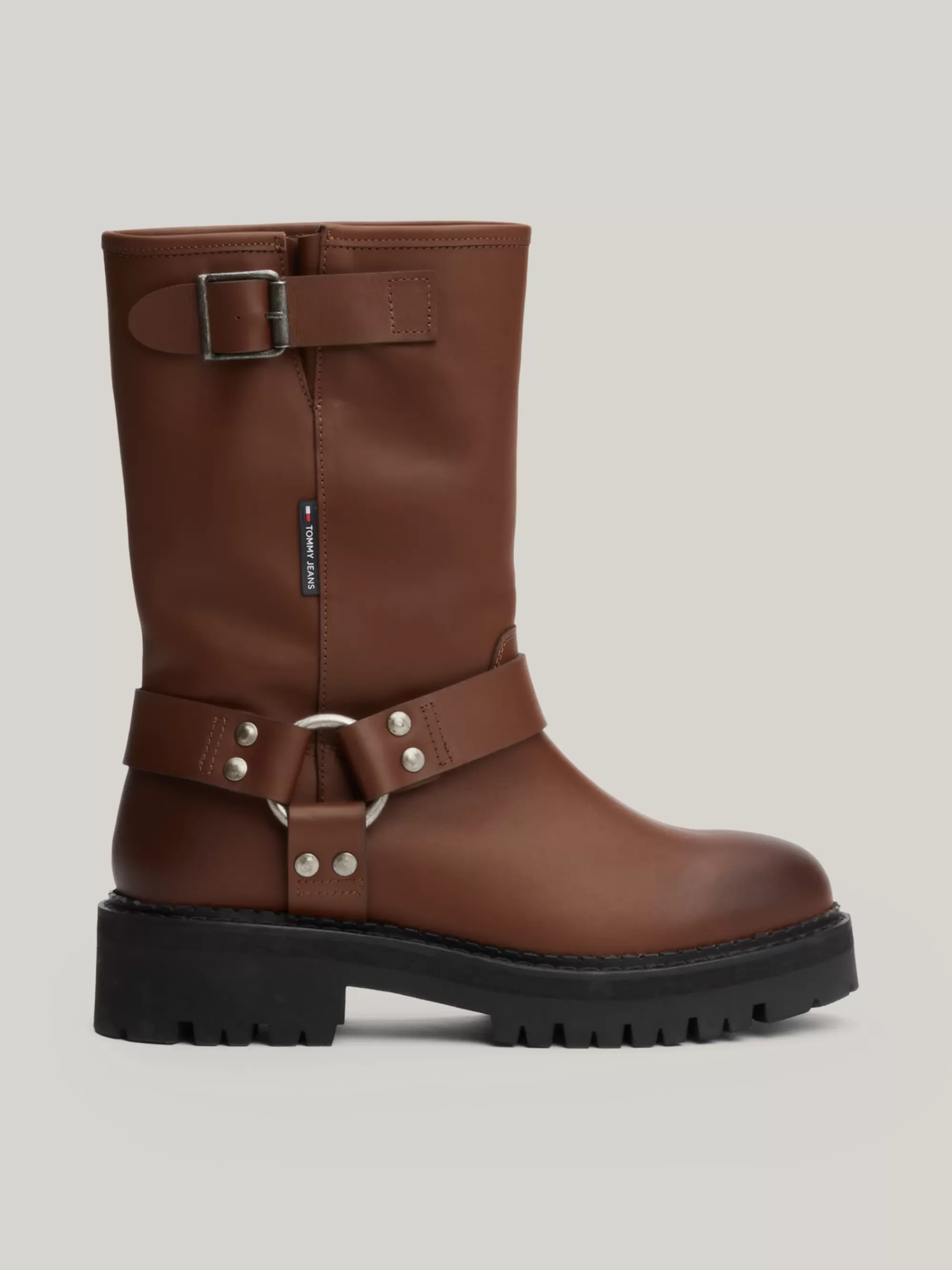 Laarzen & Enkellaarzen*Tommy Hilfiger Leren Veterboot Met Profiel CAROB CHOCOLATE