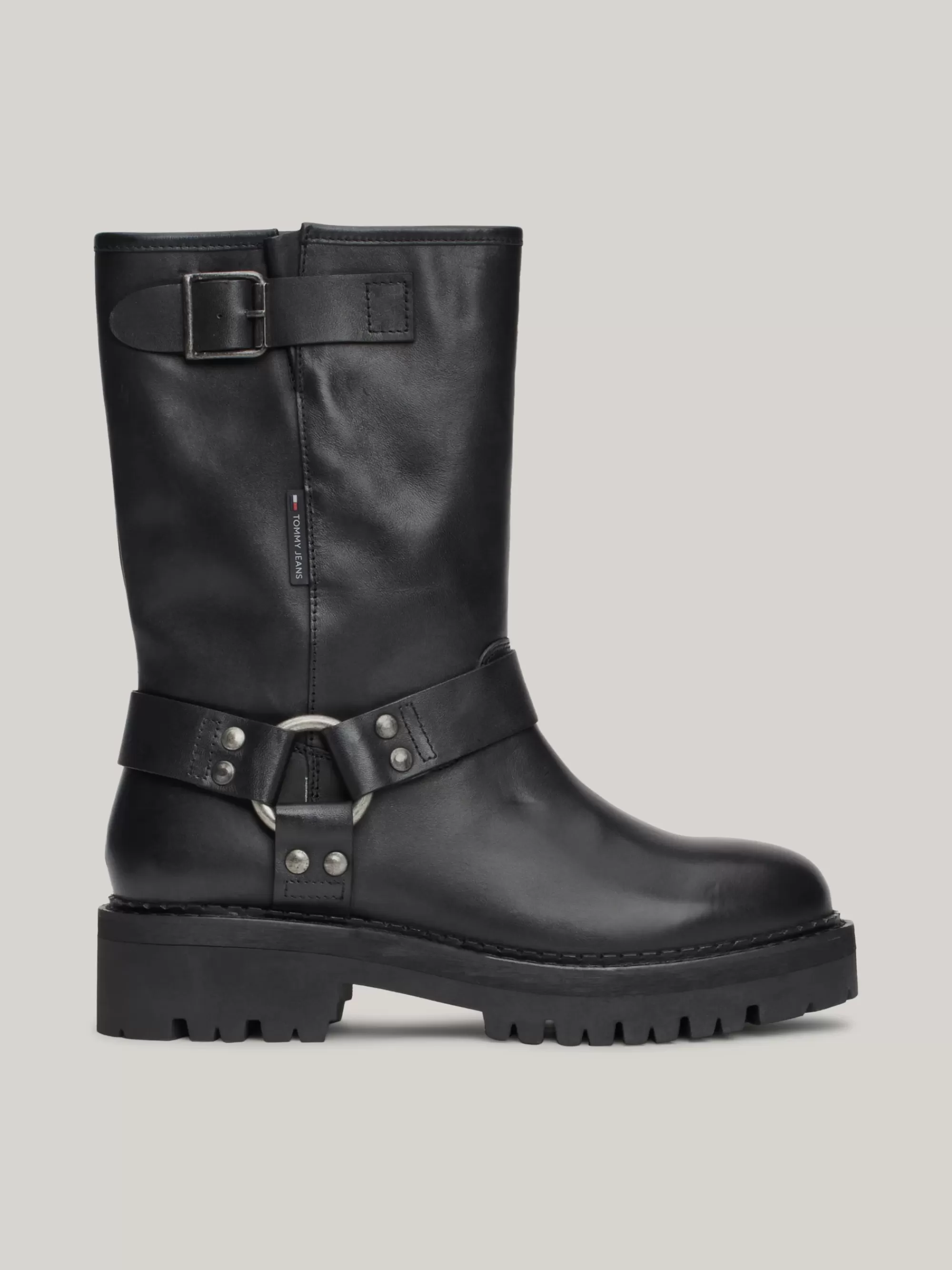 Laarzen & Enkellaarzen*Tommy Hilfiger Leren Veterboot Met Profiel BLACK