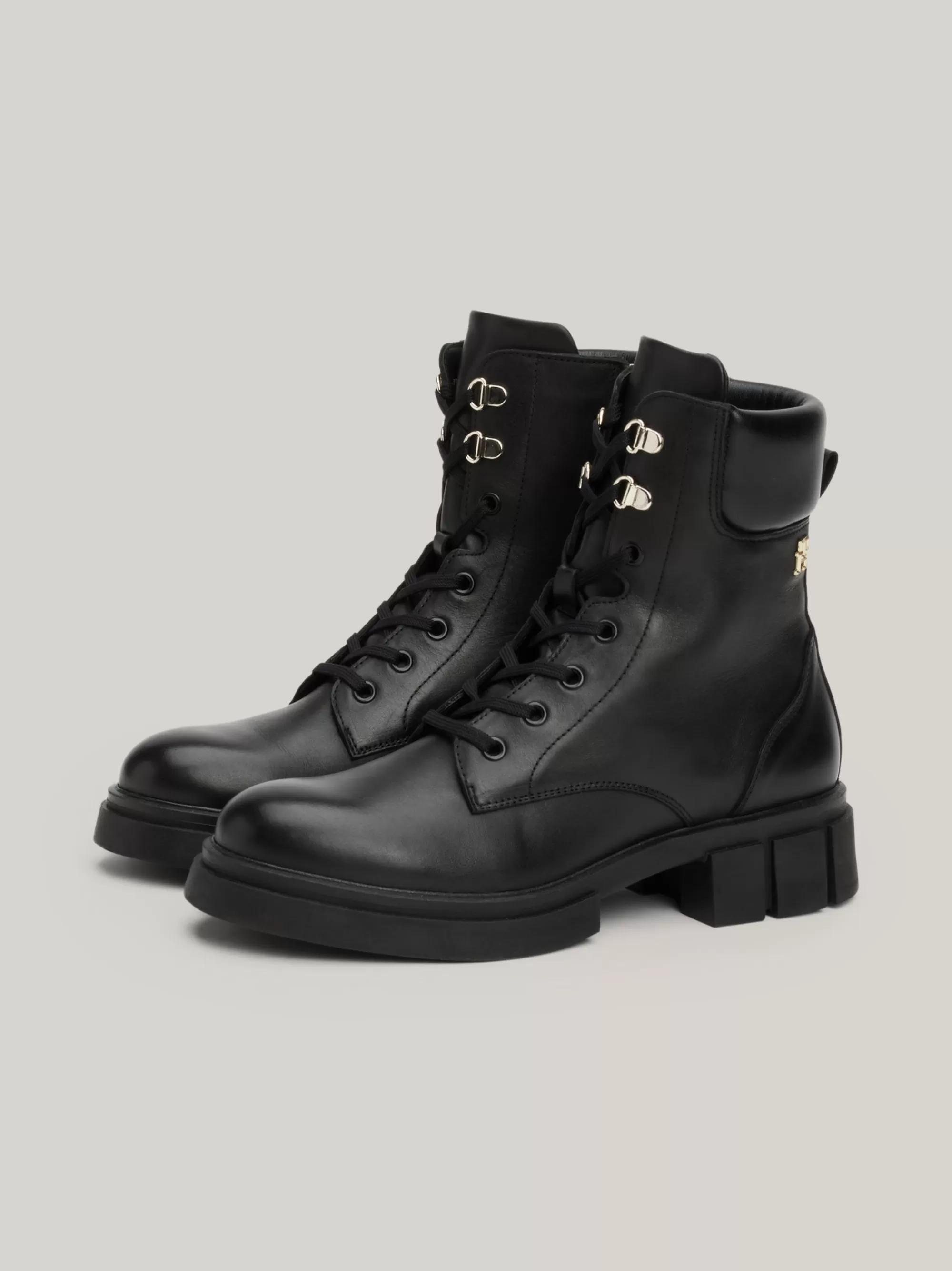 Veterlaarzen | Laarzen & Enkellaarzen*Tommy Hilfiger Leren Veterboots BLACK