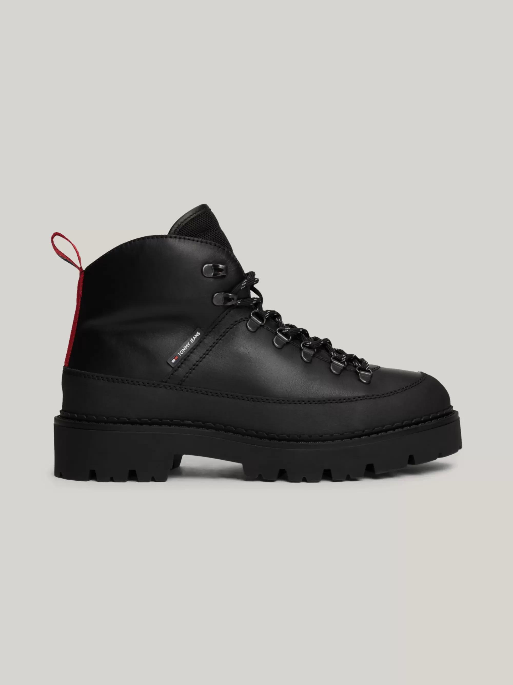 Veterboots | Laarzen*Tommy Hilfiger Leren Veterlaars Met Profielzool BLACK