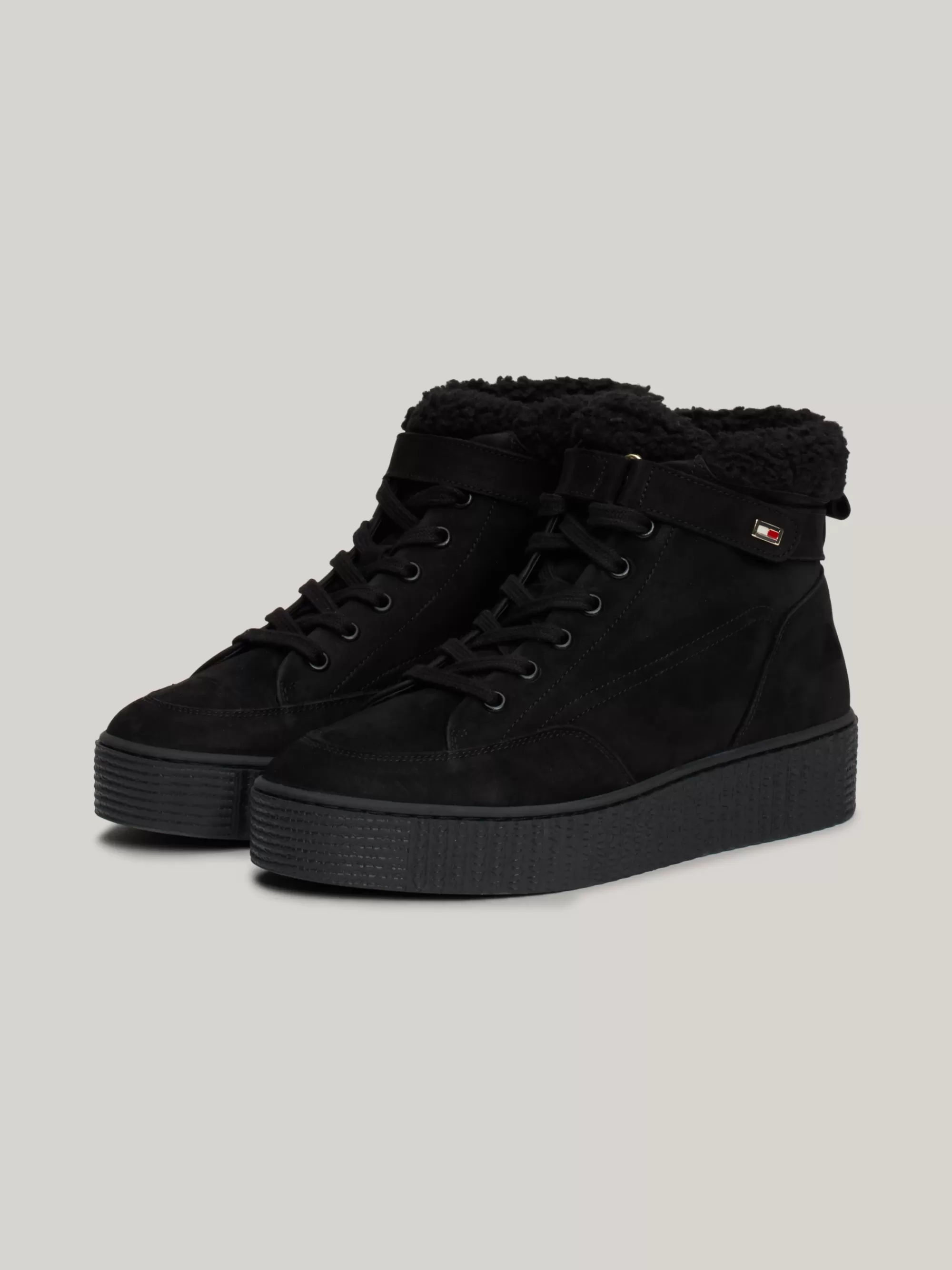 Veterlaarzen | Laarzen & Enkellaarzen*Tommy Hilfiger Leren Veterlaars Met Warme Voering BLACK