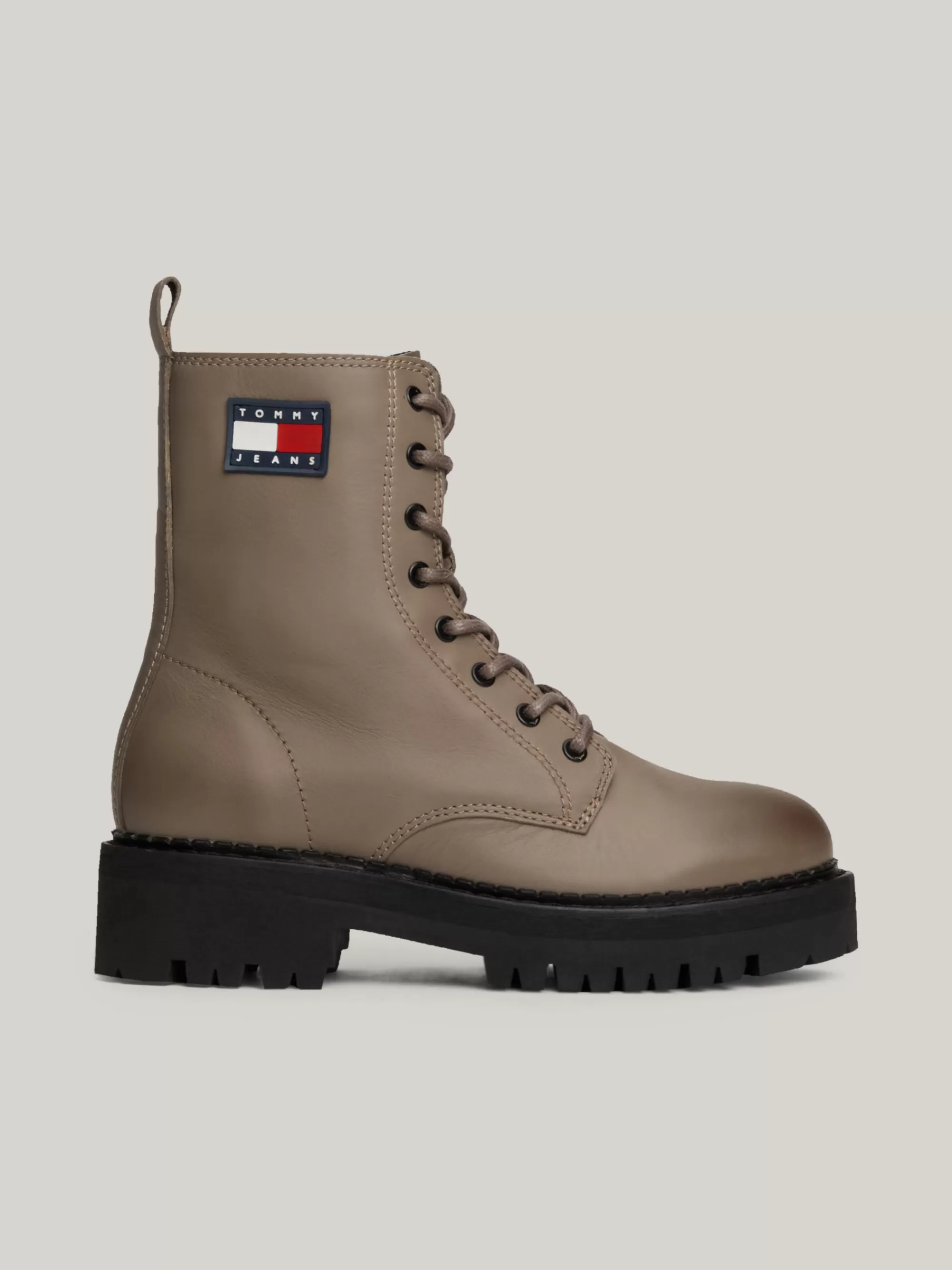 Veterlaarzen | Laarzen & Enkellaarzen*Tommy Hilfiger Leren Veterschoen Met Chunky Profielzool PORCINI TAUPE