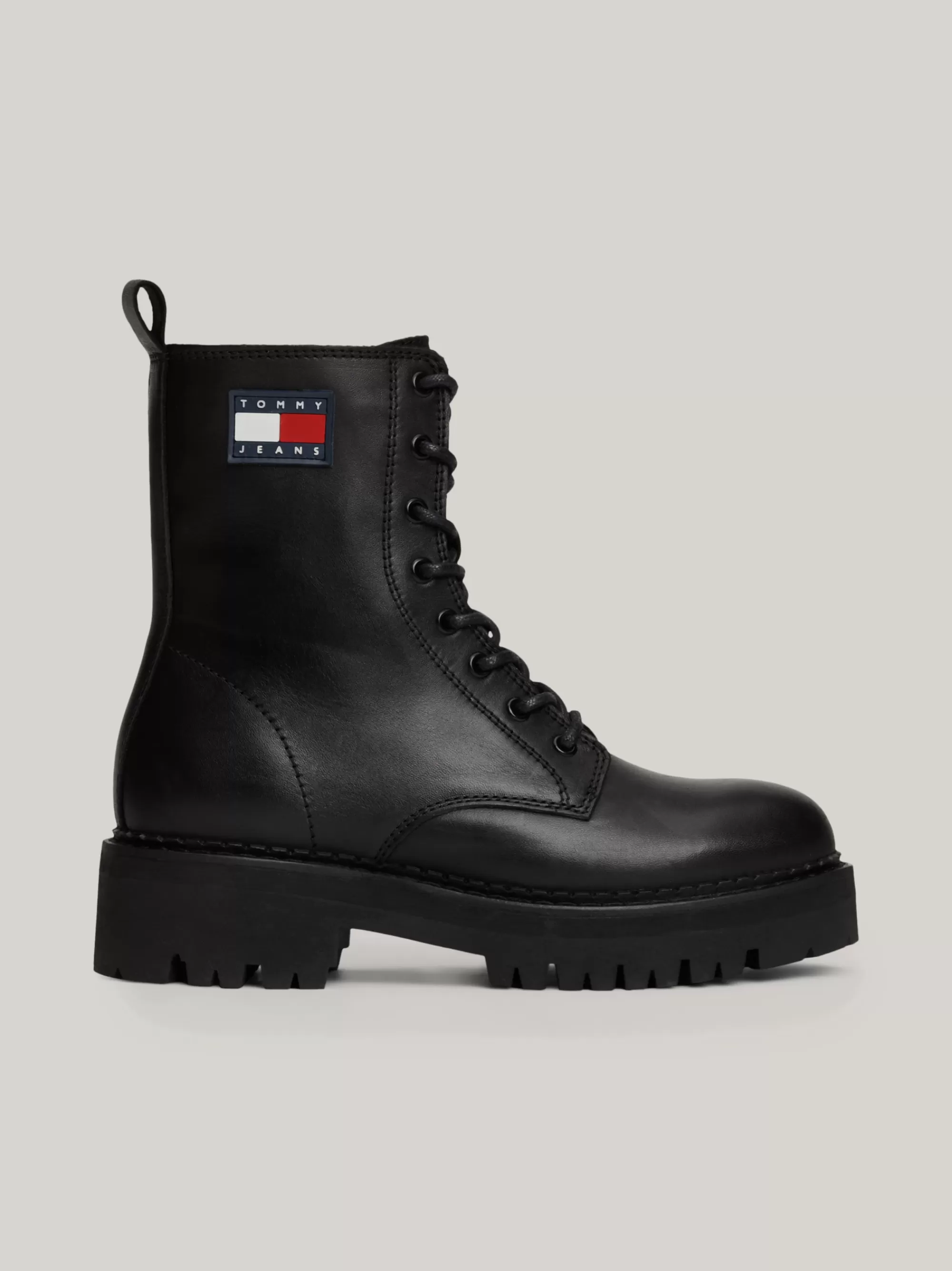 Veterlaarzen | Laarzen & Enkellaarzen*Tommy Hilfiger Leren Veterschoen Met Chunky Profielzool BLACK