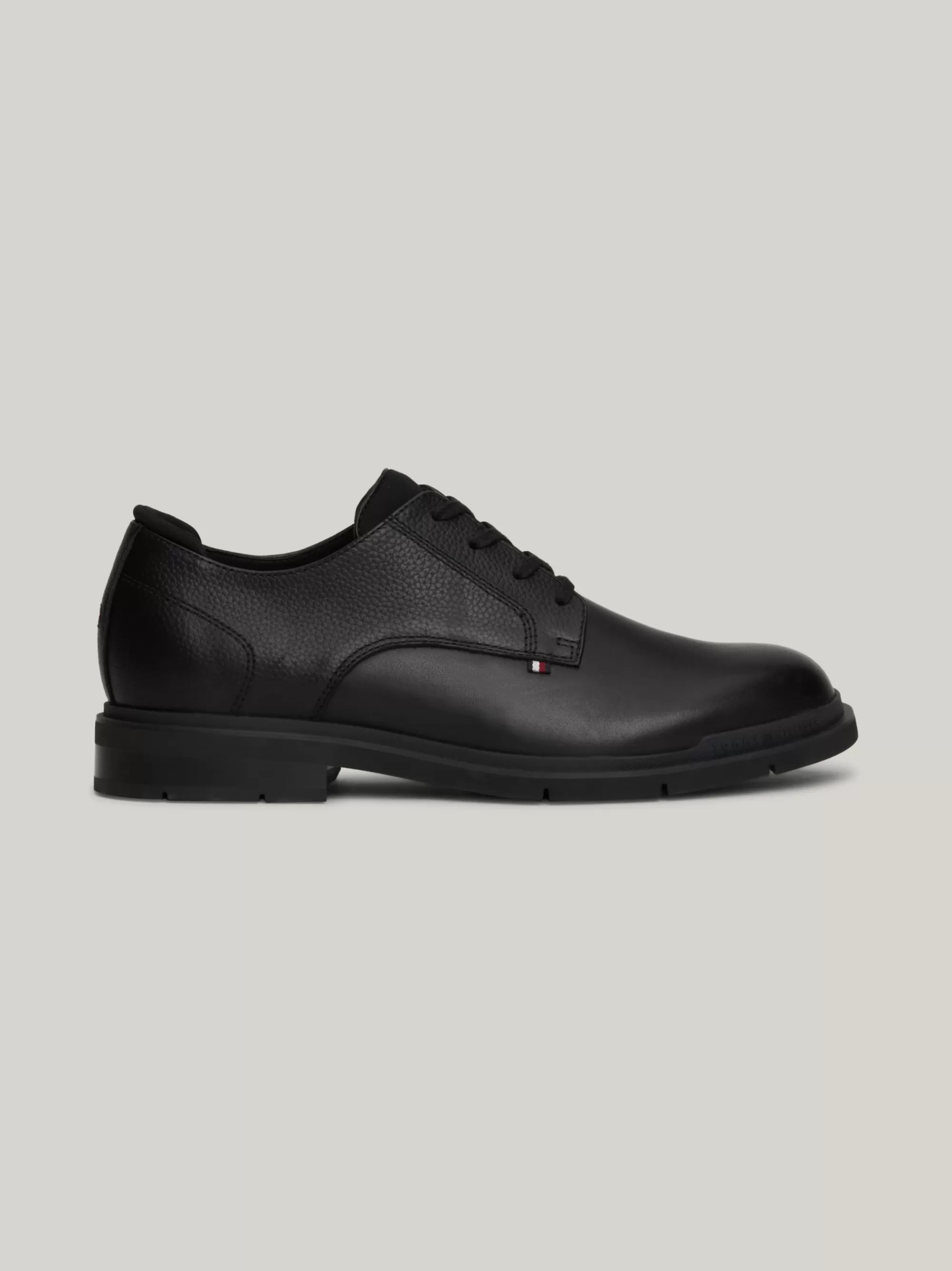 Formele Schoenen*Tommy Hilfiger Leren Veterschoen Met Gegranuleerde Finish BLACK