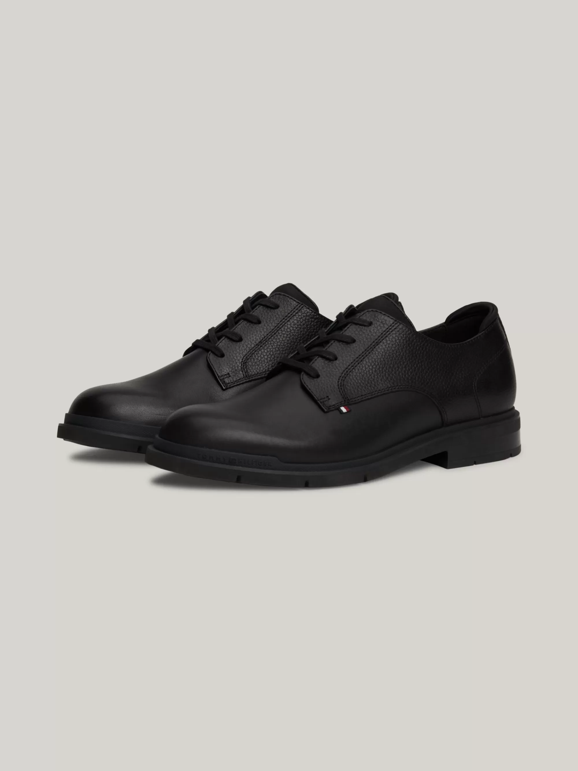 Formele Schoenen*Tommy Hilfiger Leren Veterschoen Met Gegranuleerde Finish BLACK