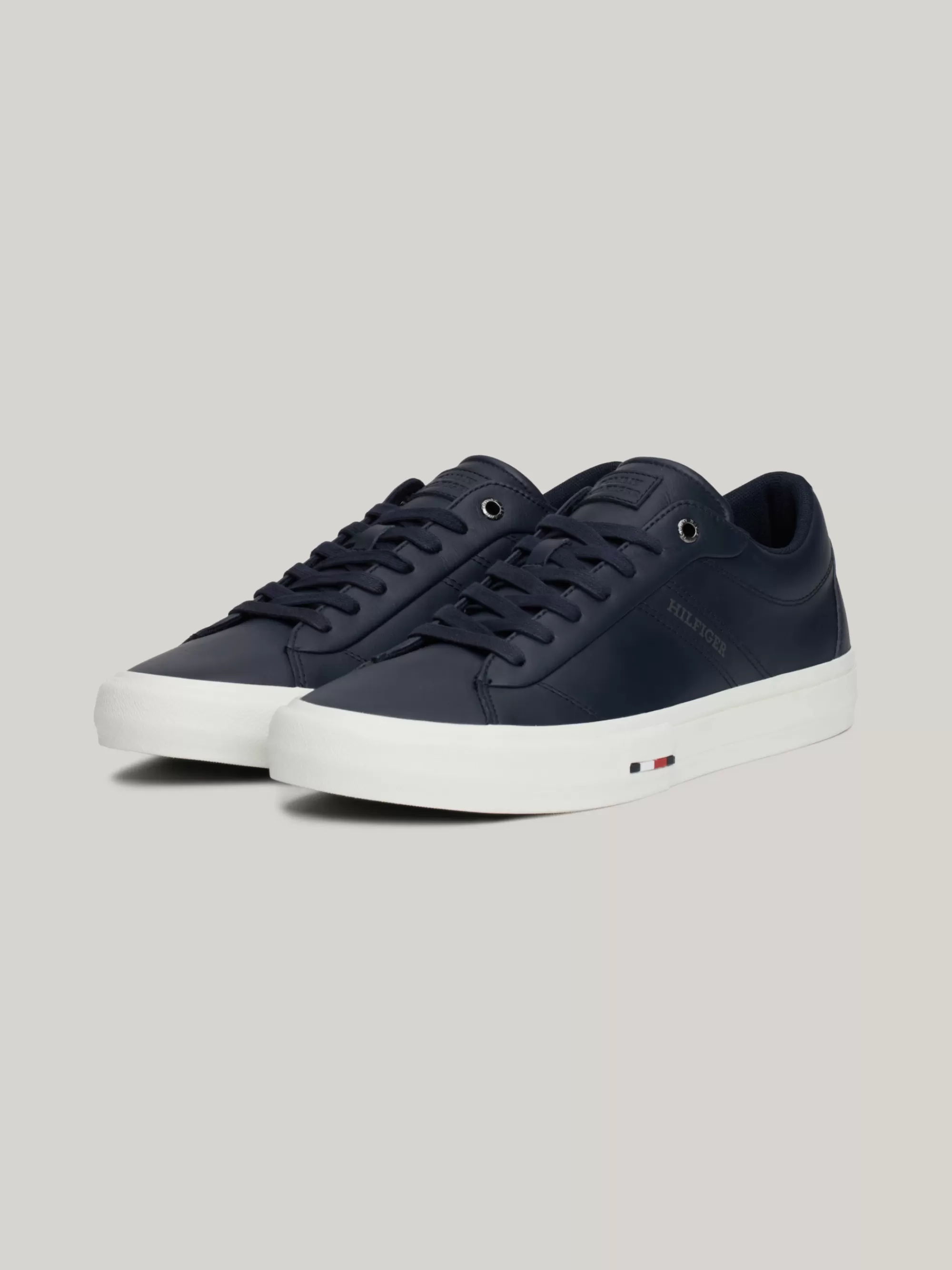 Sneakers*Tommy Hilfiger Leren Vetersneaker Met Logo DESERT SKY