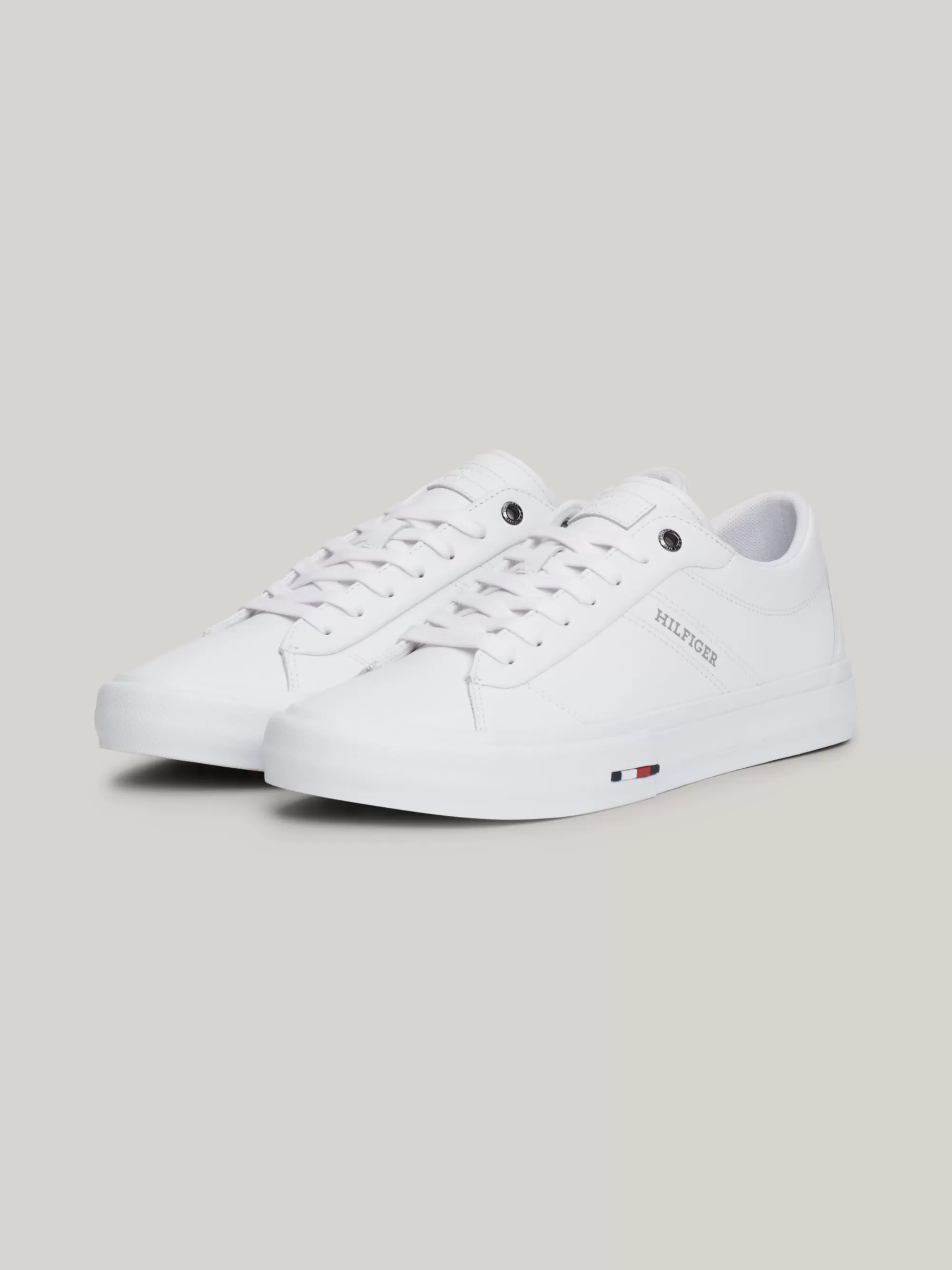 White Trainers | Sneakers*Tommy Hilfiger Leren Vetersneaker Met Logo WHITE
