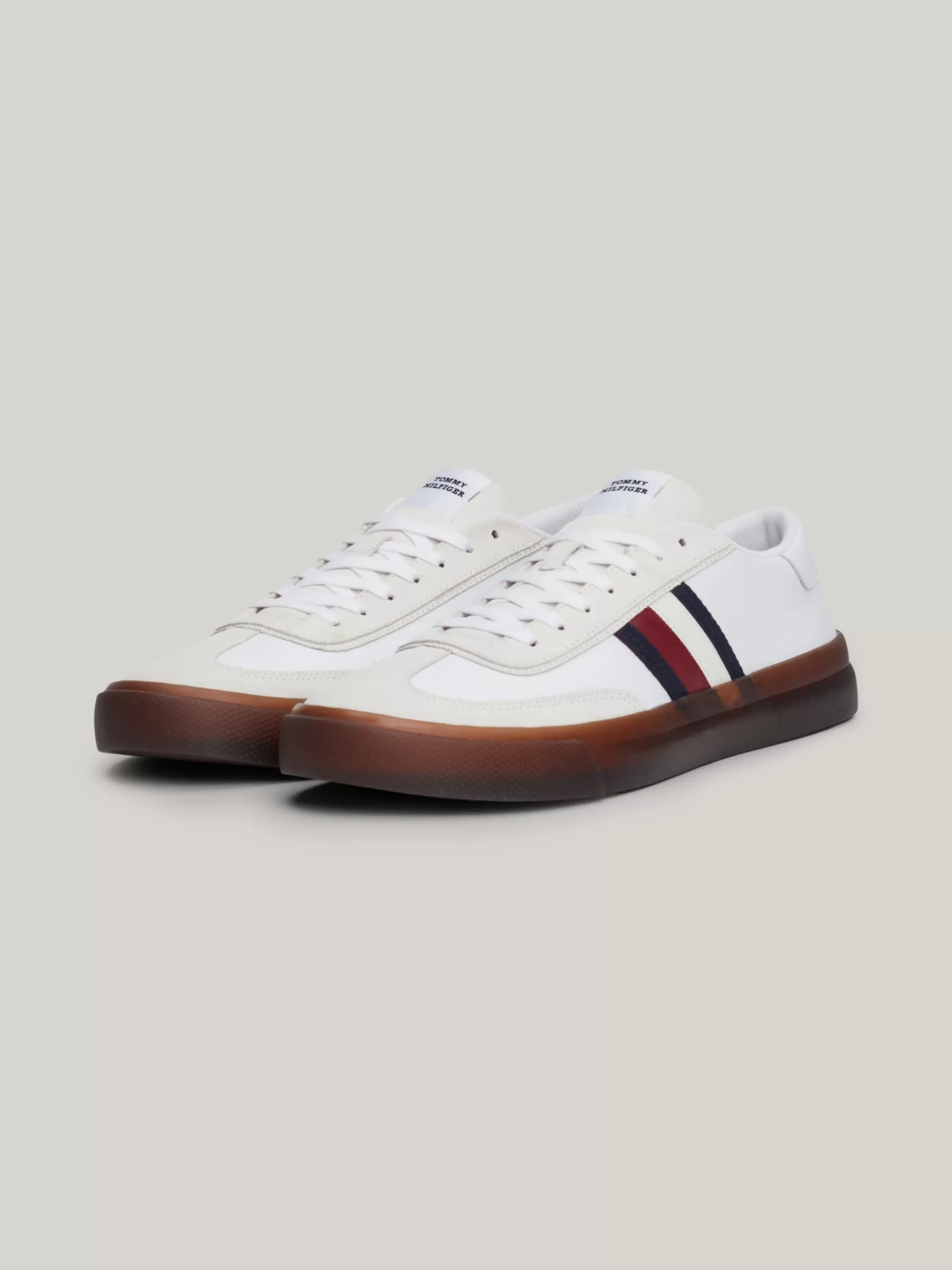 White Trainers | Sneakers*Tommy Hilfiger Leren Vetersneaker Met Signature-tape WHITE