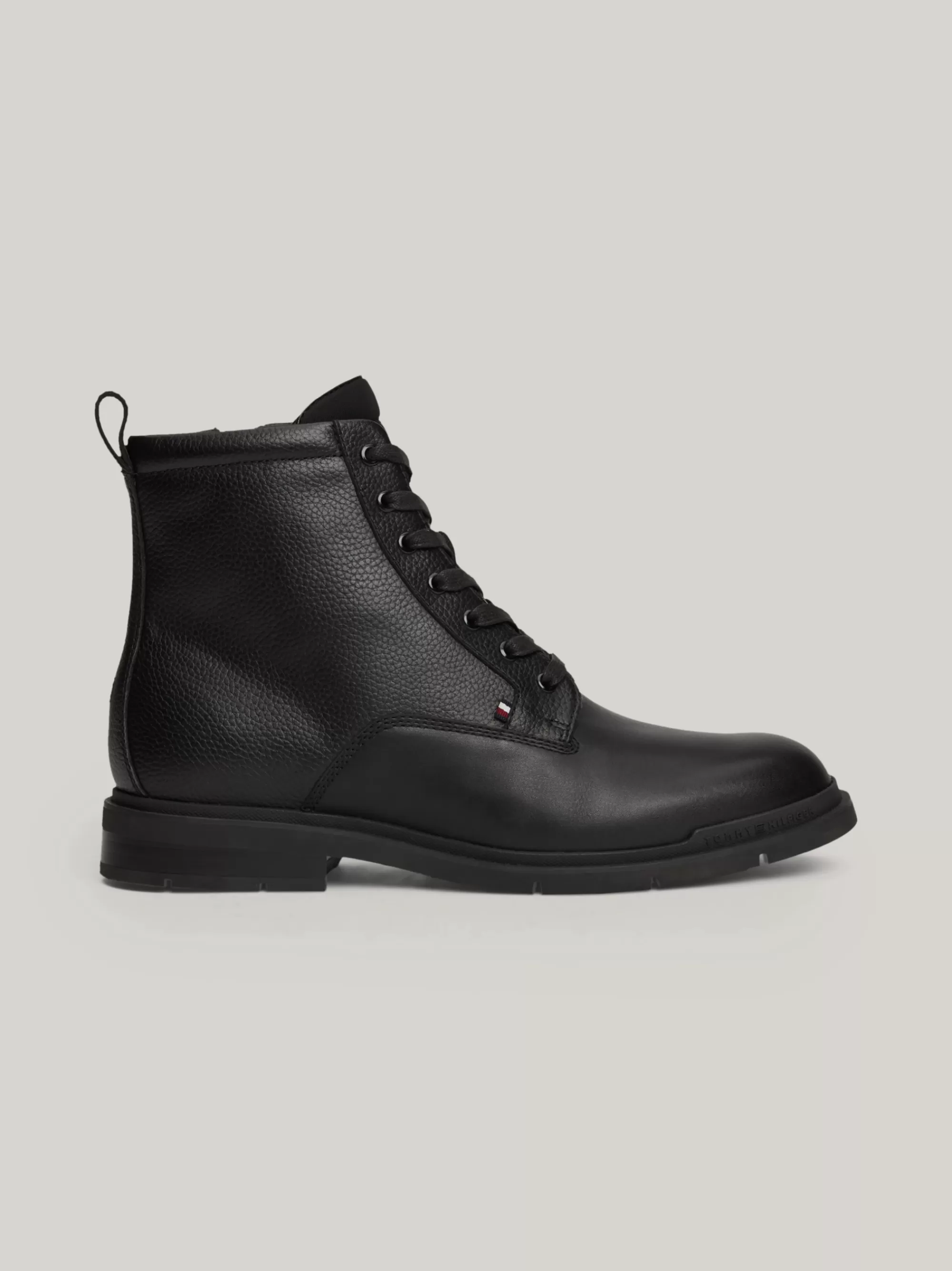 Veterboots | Laarzen*Tommy Hilfiger Leren Warm Gevoerde Veterlaars BLACK