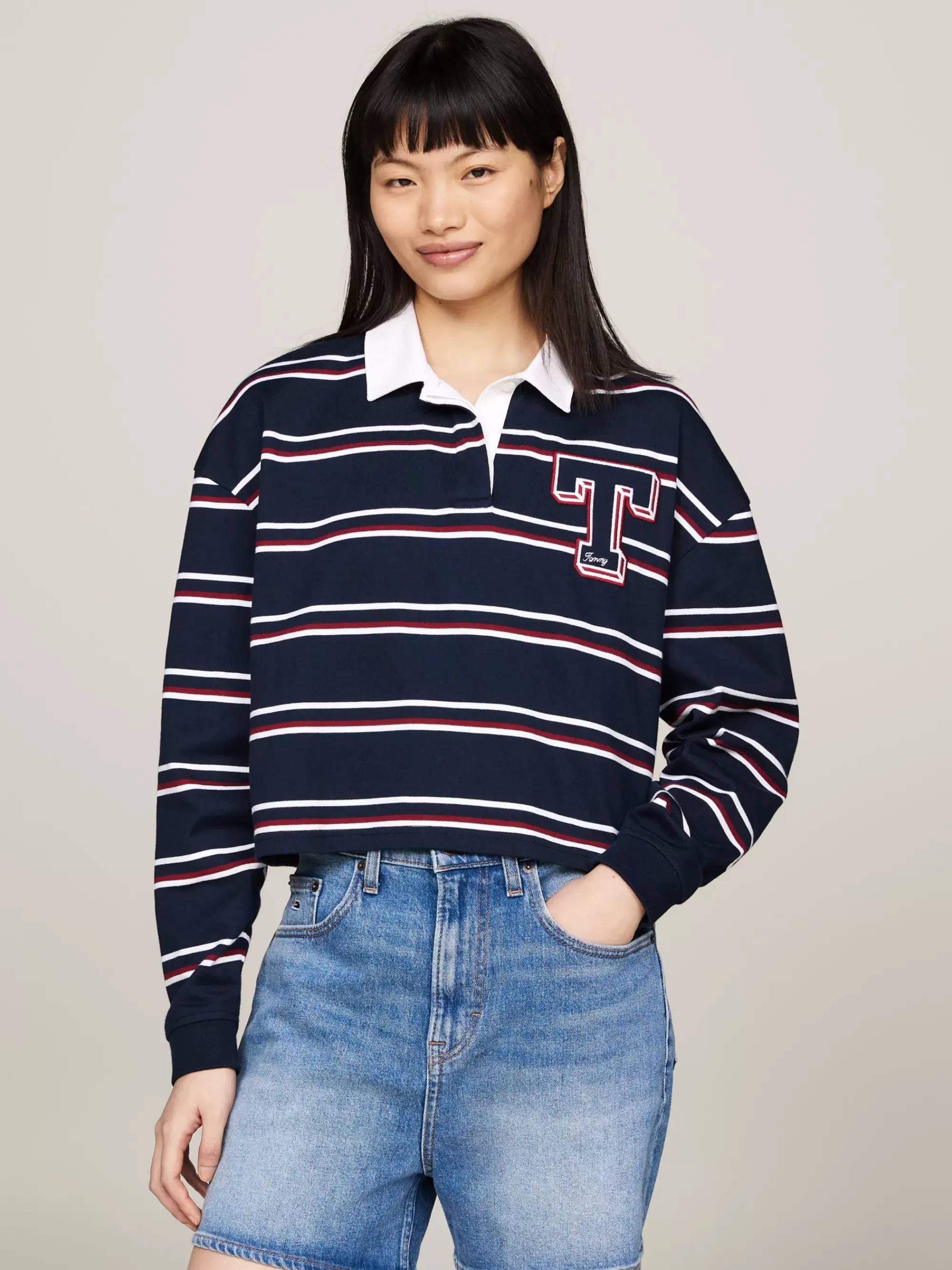 Polo's*Tommy Hilfiger Letterman Relaxed Fit Rugbypolo Met Strepen DARK NIGHT NAVY STRIPE