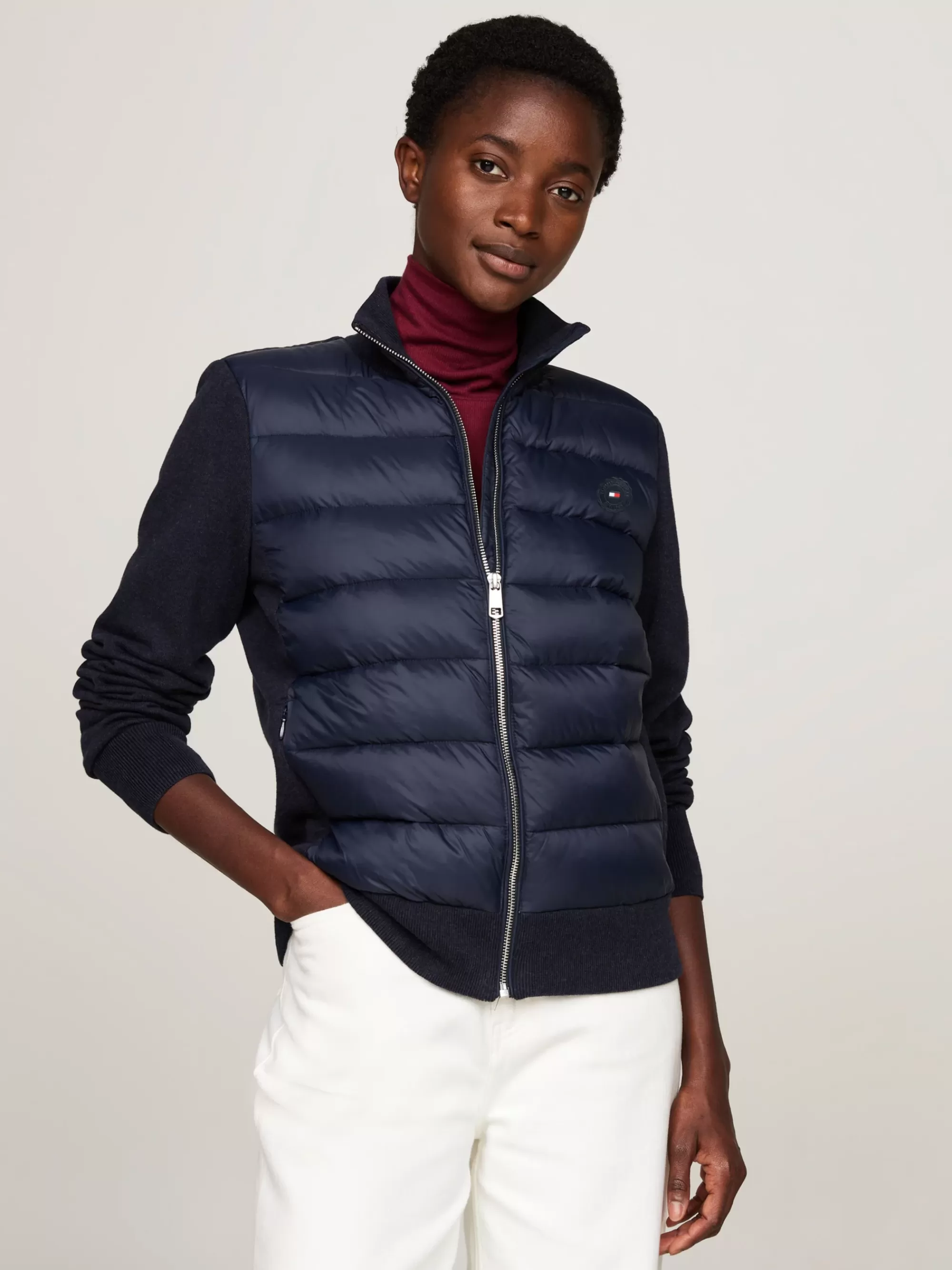 Jassen & Jacks*Tommy Hilfiger Licht Gewatteerd Jack Met Gemengde Texturen DESERT SKY