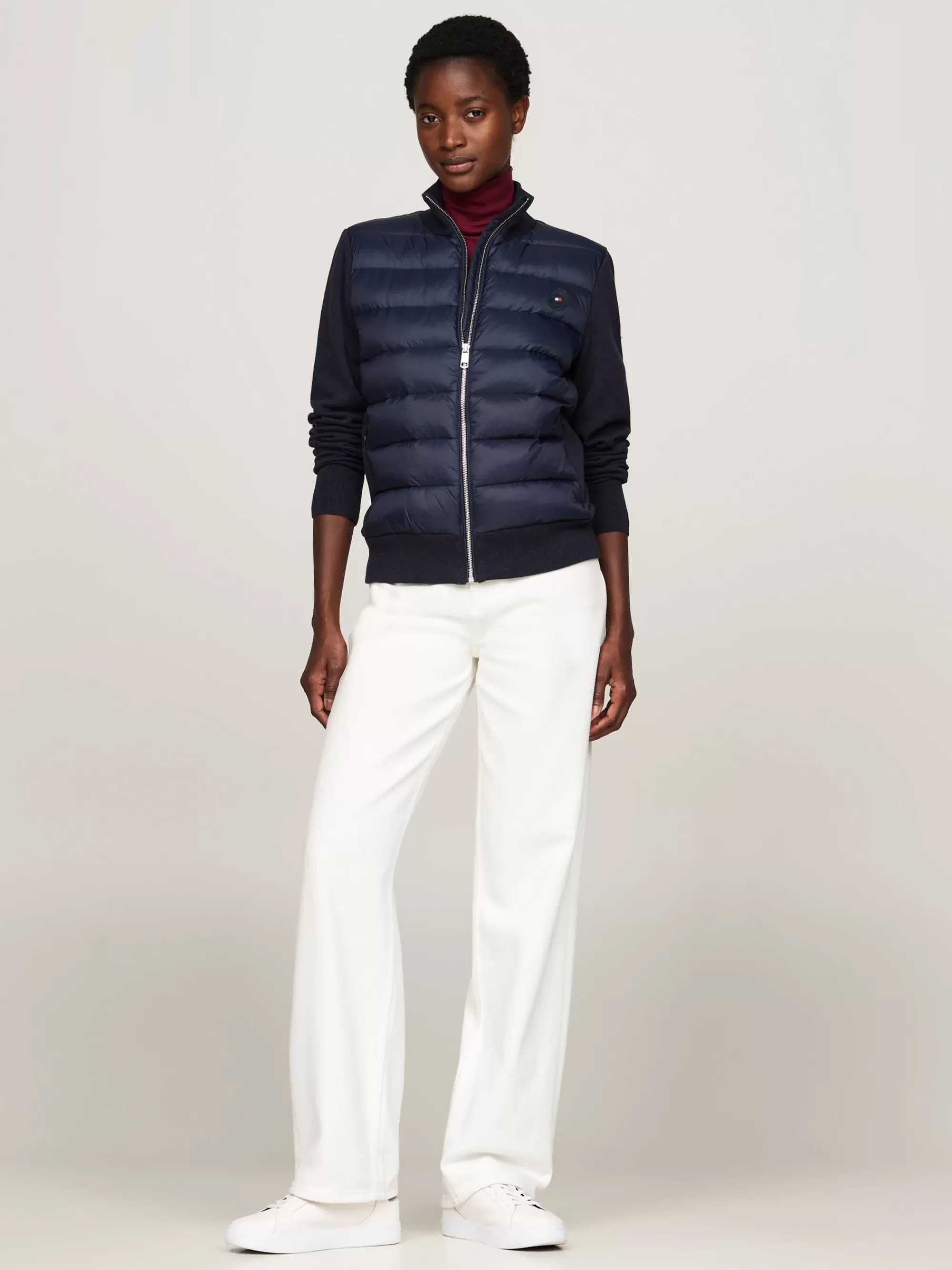 Jassen & Jacks*Tommy Hilfiger Licht Gewatteerd Jack Met Gemengde Texturen DESERT SKY