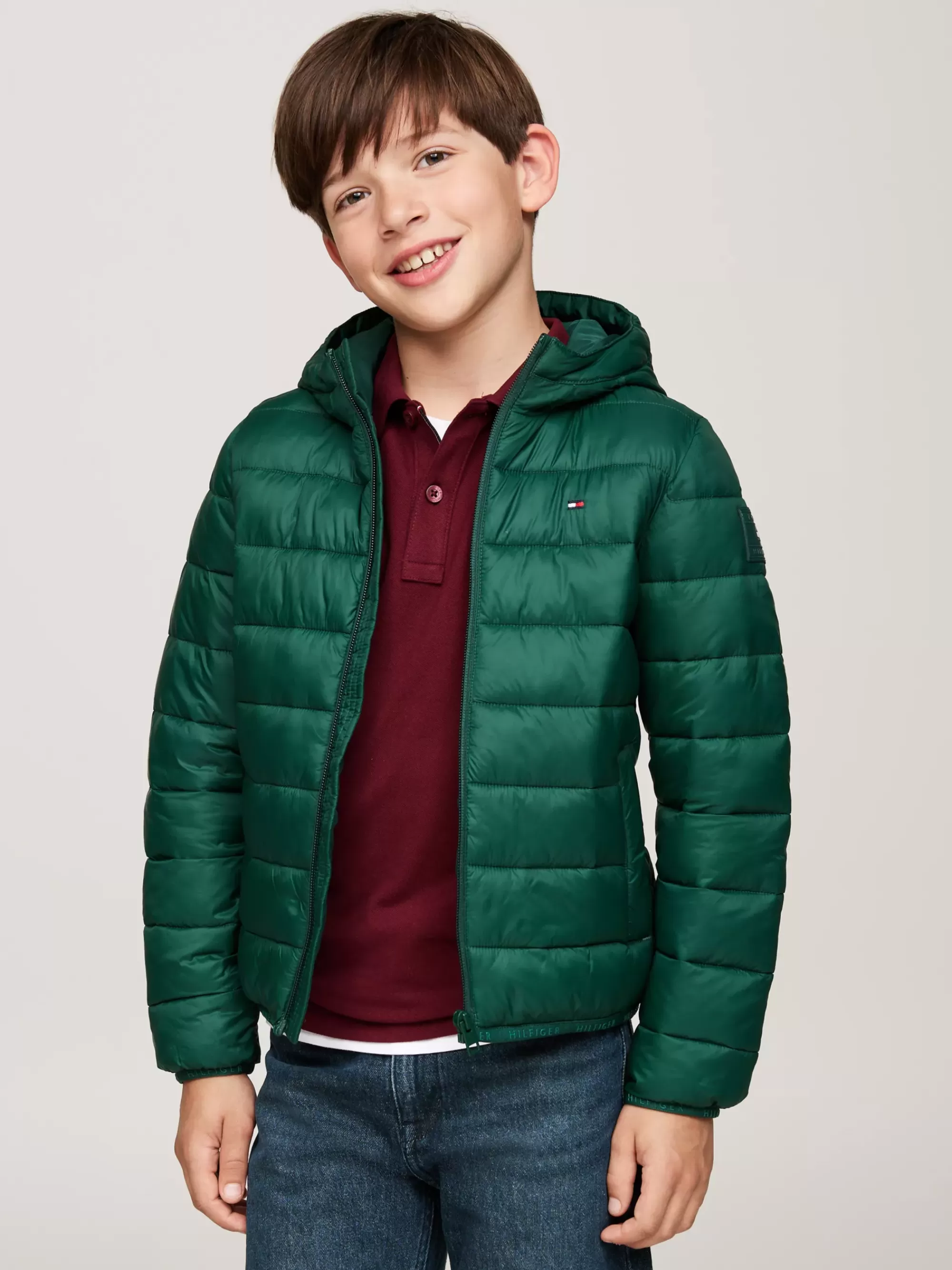 Jassen & Jacks | Jassen*Tommy Hilfiger Lichtgewicht Doorgestikt Jack Met Capuchon ORNAMENTAL GREEN