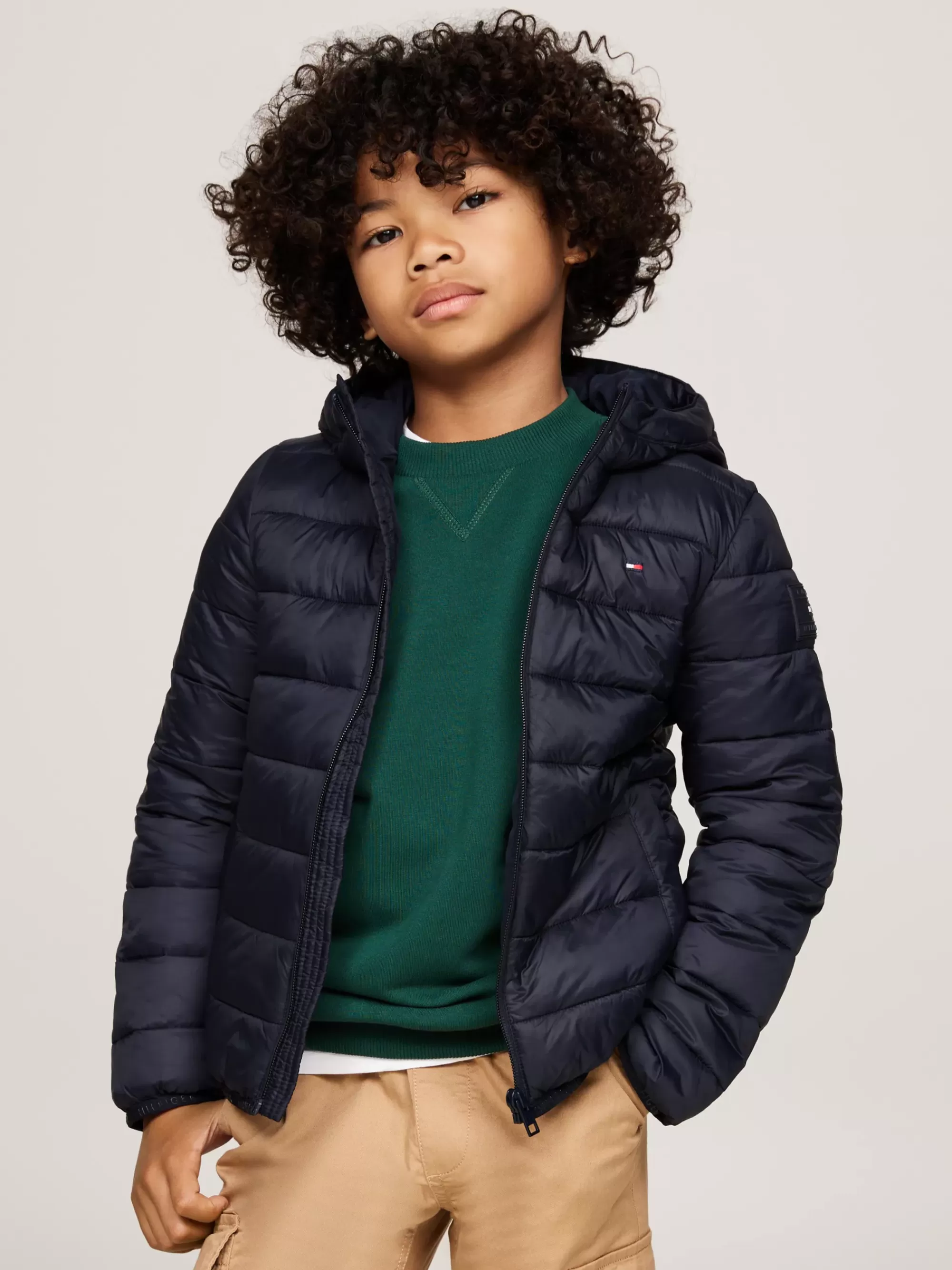 Jassen & Jacks | Jassen*Tommy Hilfiger Lichtgewicht Doorgestikt Jack Met Capuchon DESERT SKY