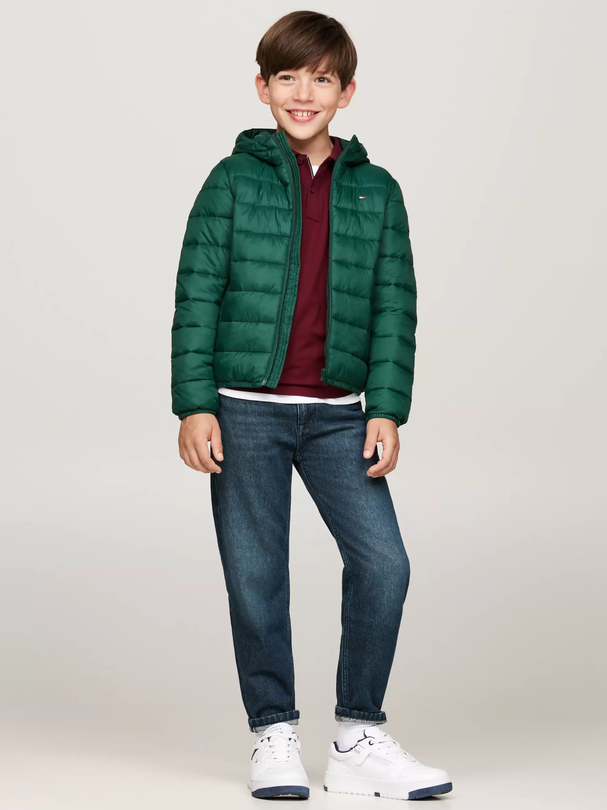 Jassen & Jacks | Jassen*Tommy Hilfiger Lichtgewicht Doorgestikt Jack Met Capuchon ORNAMENTAL GREEN