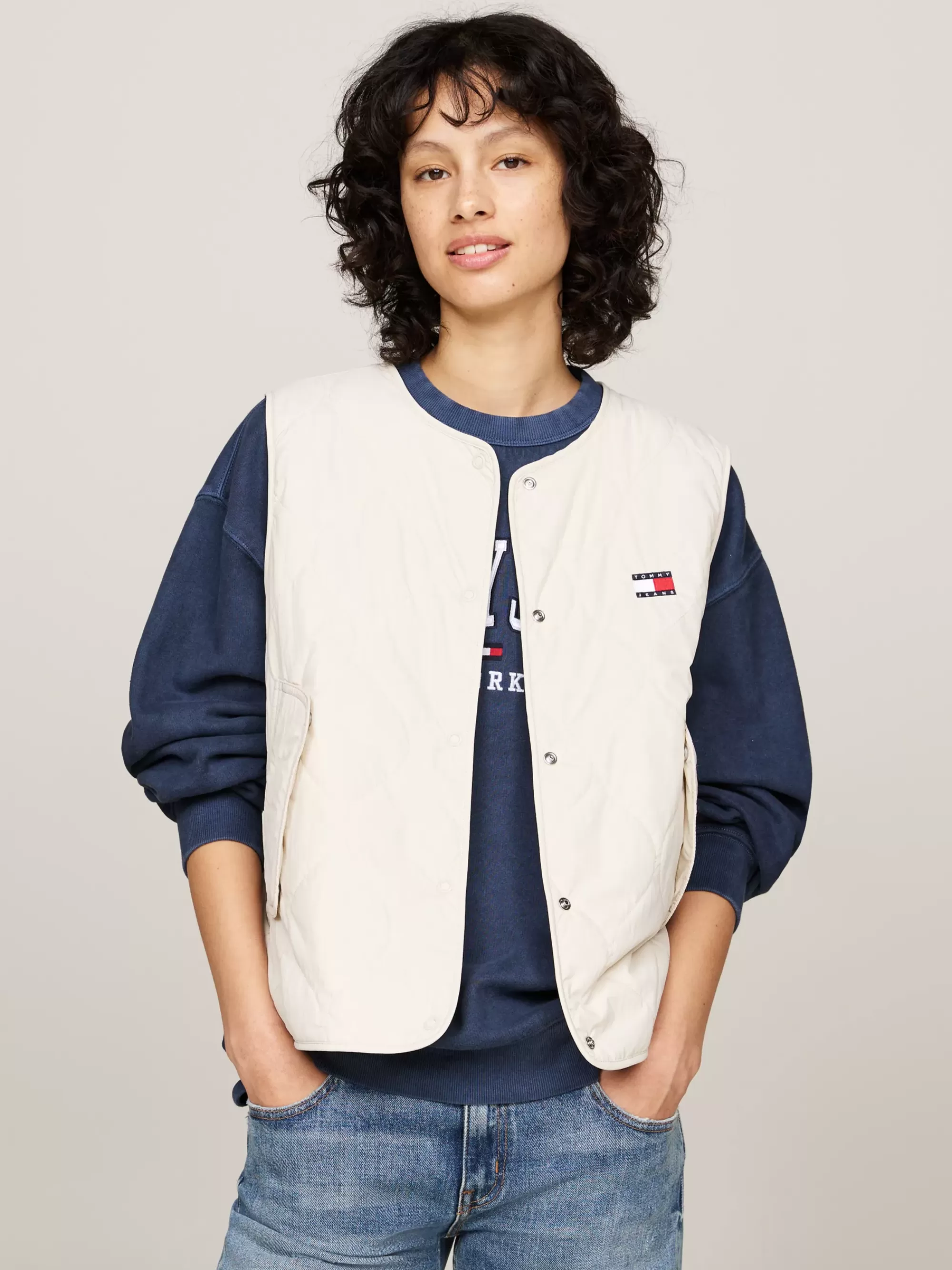 Jassen & Jacks*Tommy Hilfiger Lichtgewicht Doorgestikte Bodywarmer NEWSPRINT