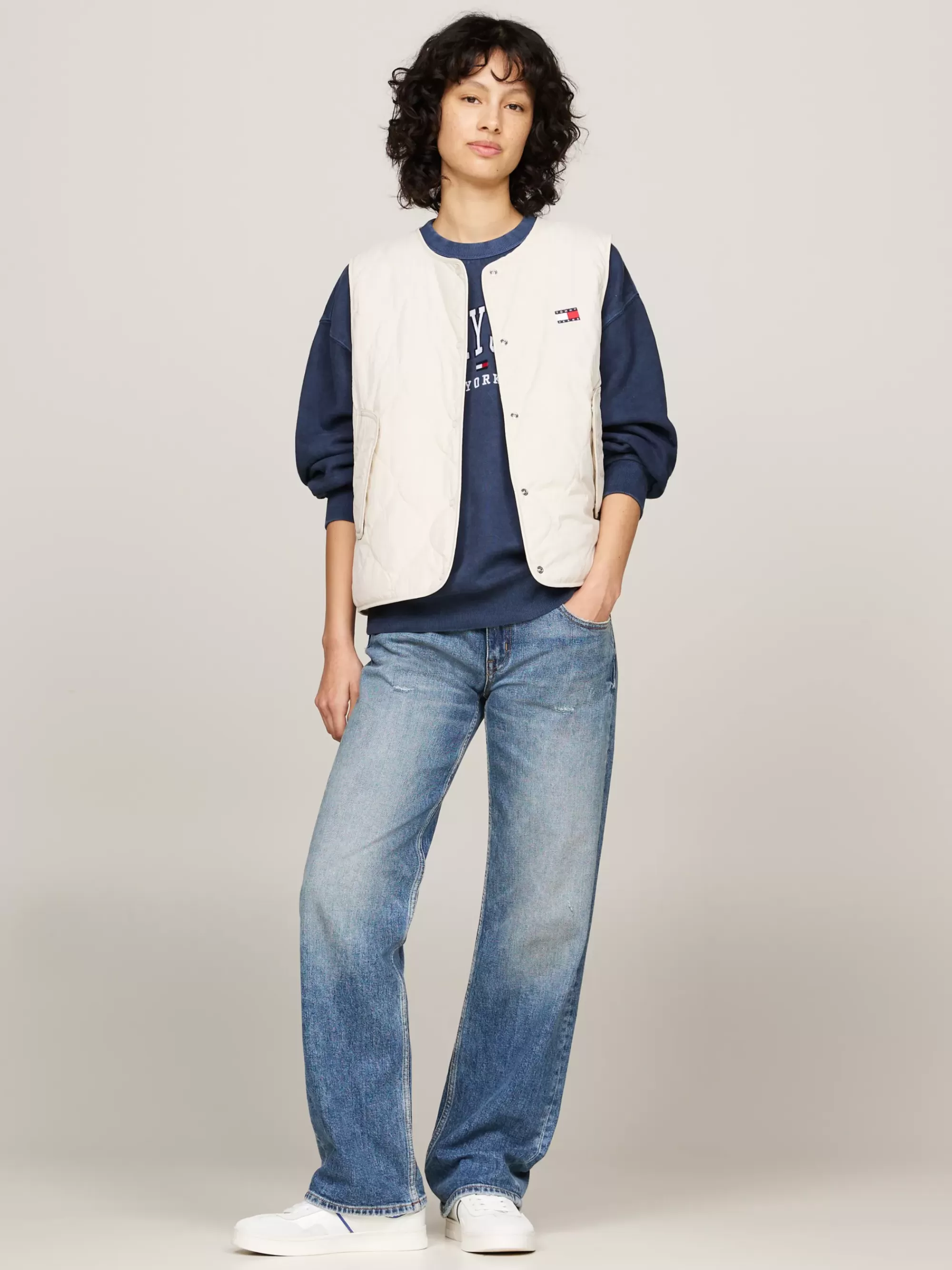 Jassen & Jacks*Tommy Hilfiger Lichtgewicht Doorgestikte Bodywarmer NEWSPRINT