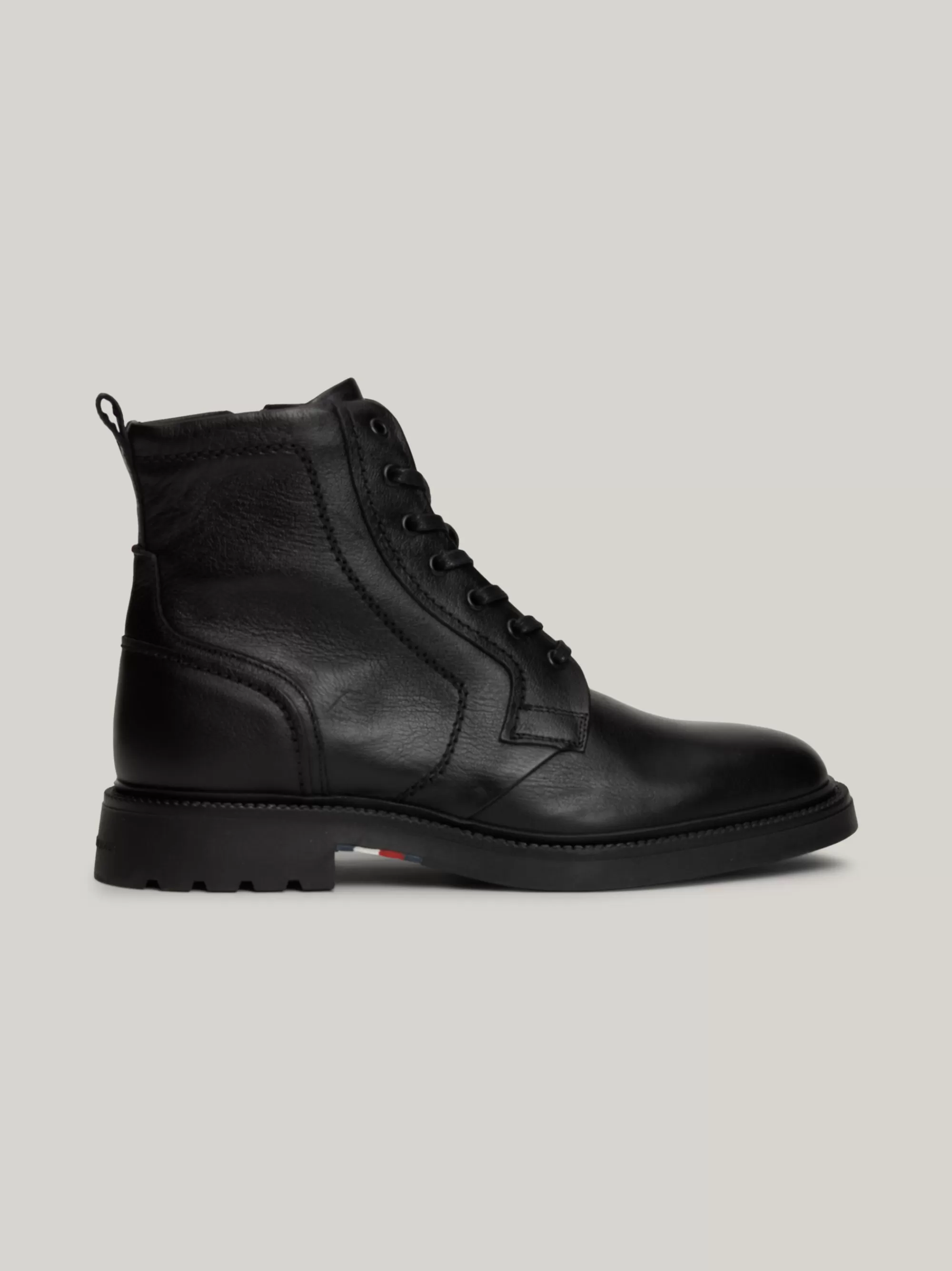 Veterboots | Laarzen*Tommy Hilfiger Lichtgewicht Halfhoge Leren Laars Met Veters BLACK