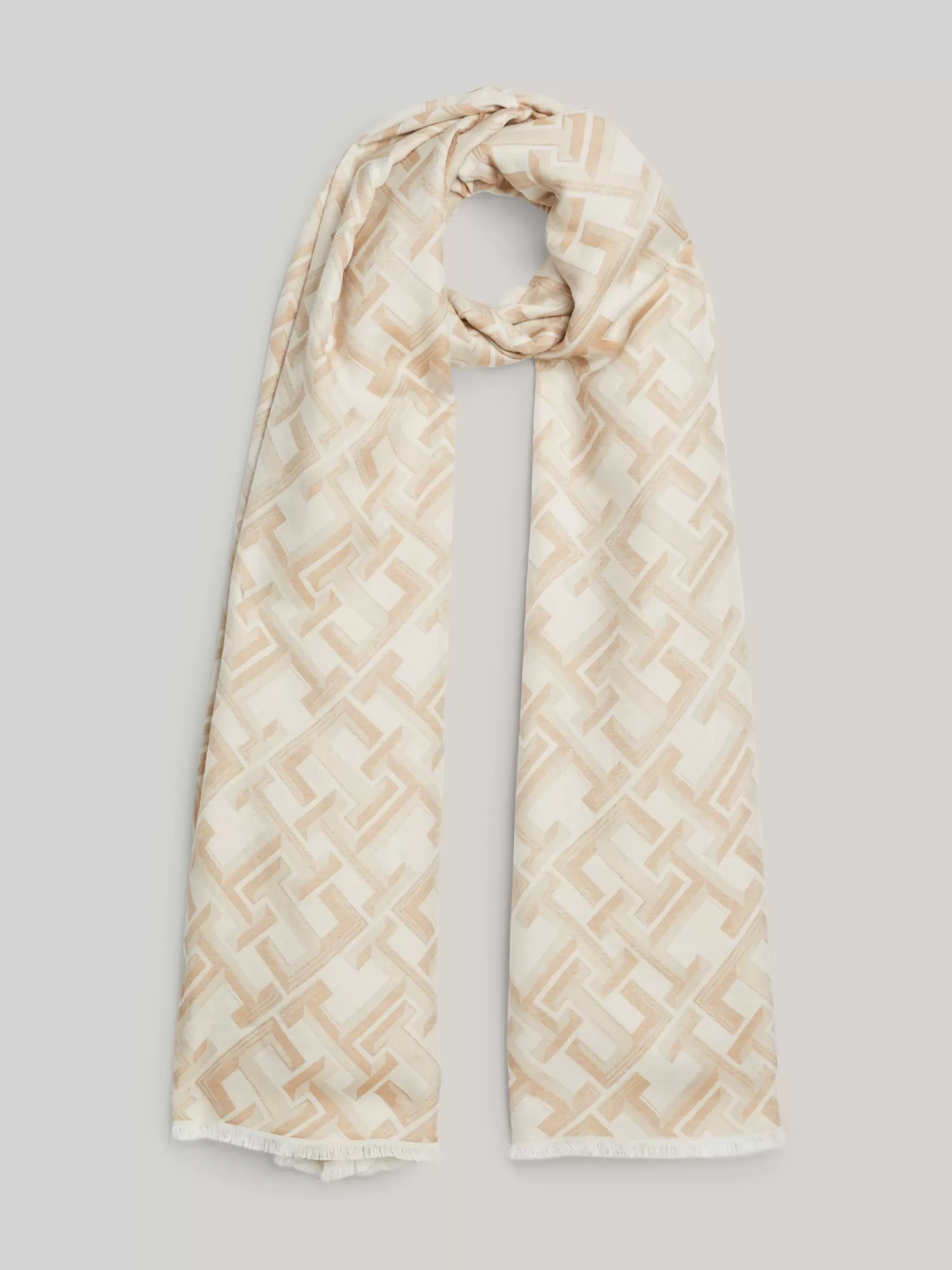 Sjaals | Sjaals*Tommy Hilfiger Lichtgewicht Jacquard Sjaal Met Monogram CLASSIC BEIGE