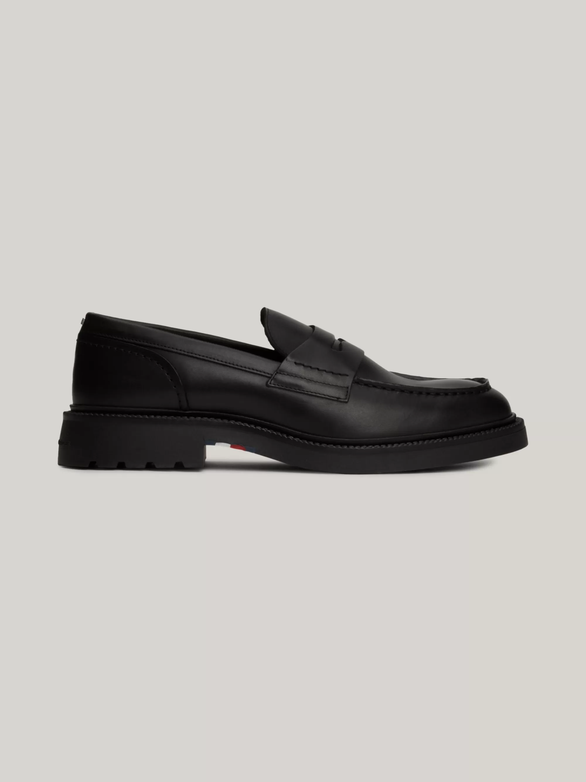 Instappers | Lage Schoenen*Tommy Hilfiger Lichtgewicht Leren Loafer BLACK