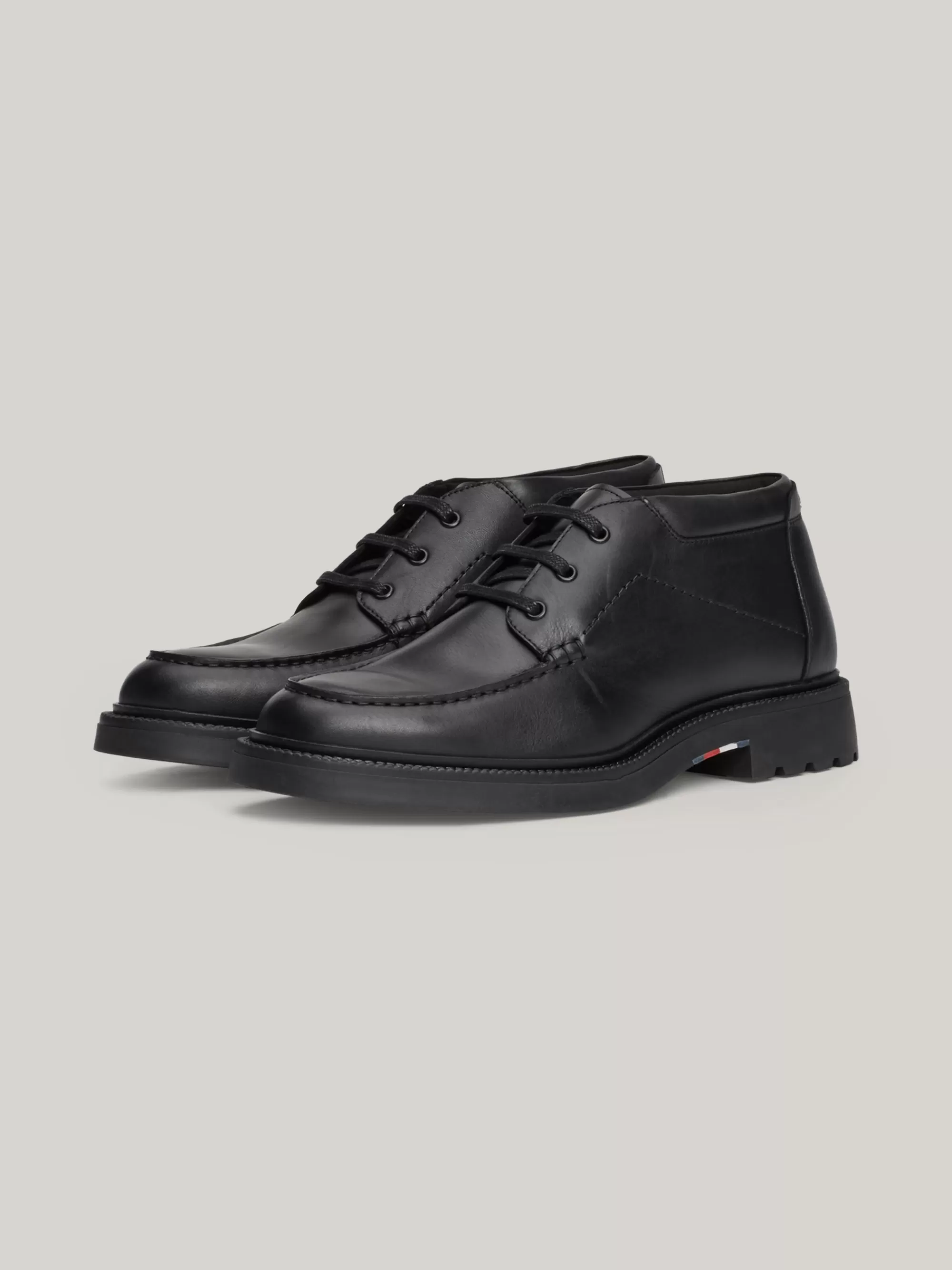 Veterboots | Laarzen*Tommy Hilfiger Lichtgewicht Leren Veterboot BLACK