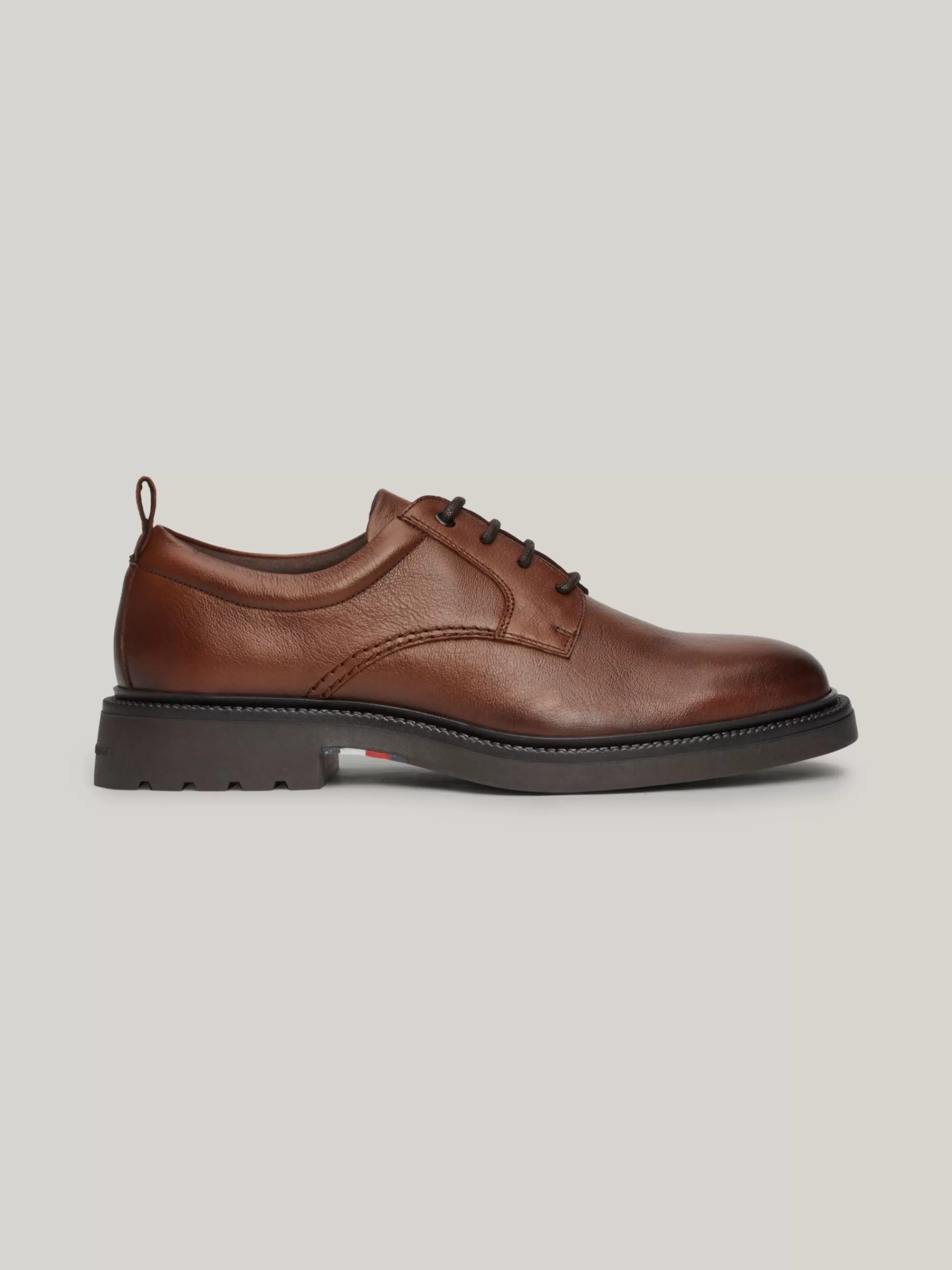 Formele Schoenen*Tommy Hilfiger Lichtgewicht Leren Veterschoenen WINTER COGNAC