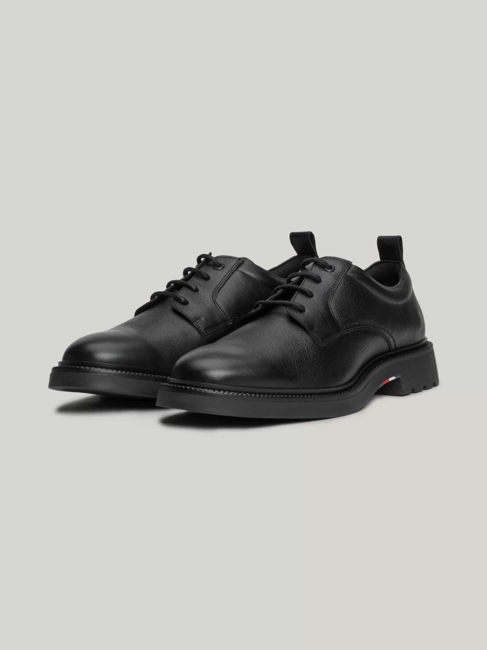 Formele Schoenen*Tommy Hilfiger Lichtgewicht Leren Veterschoenen BLACK