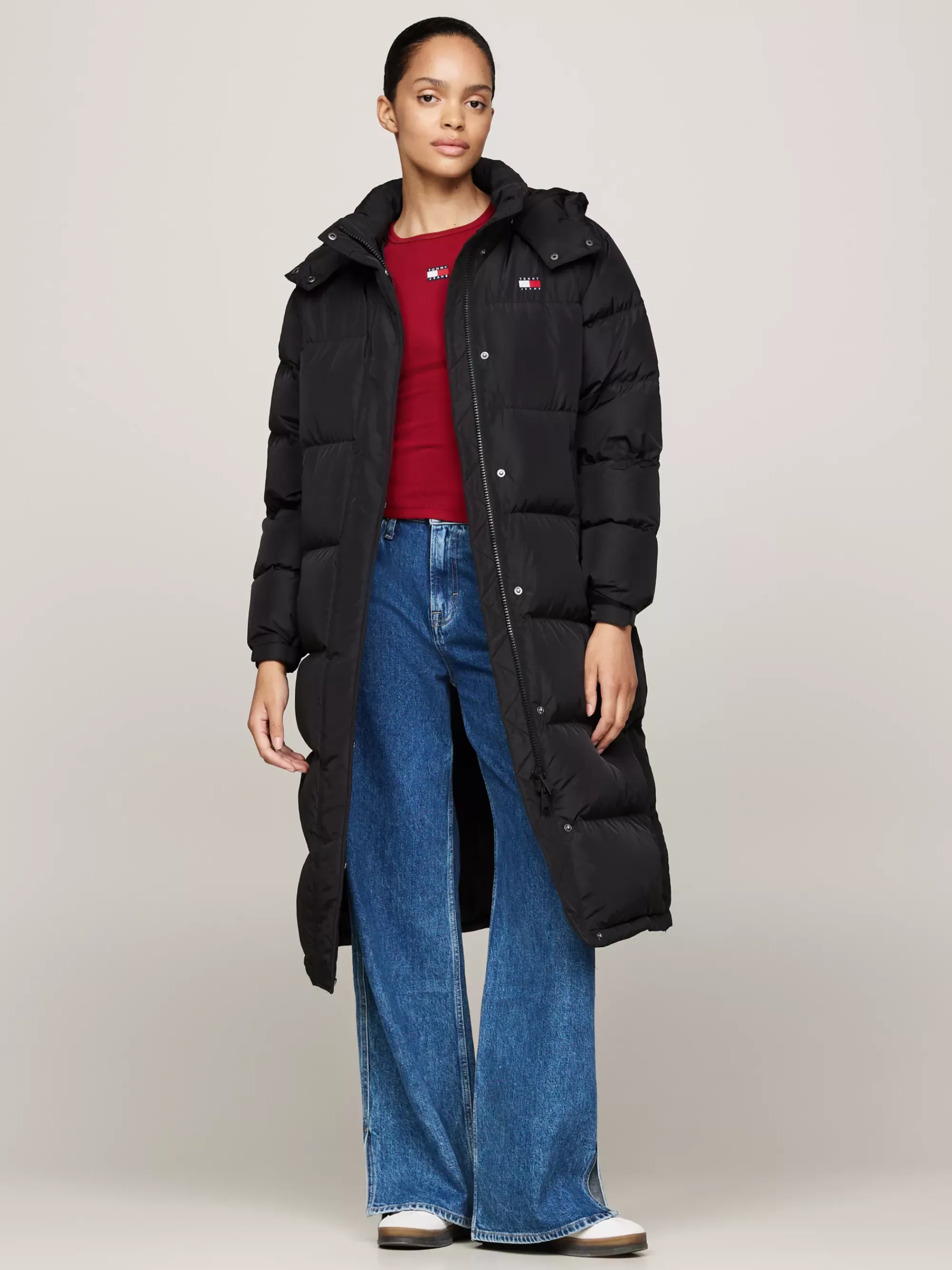 Jassen & Jacks*Tommy Hilfiger Longline Alaska Pufferjas Met Dons BLACK