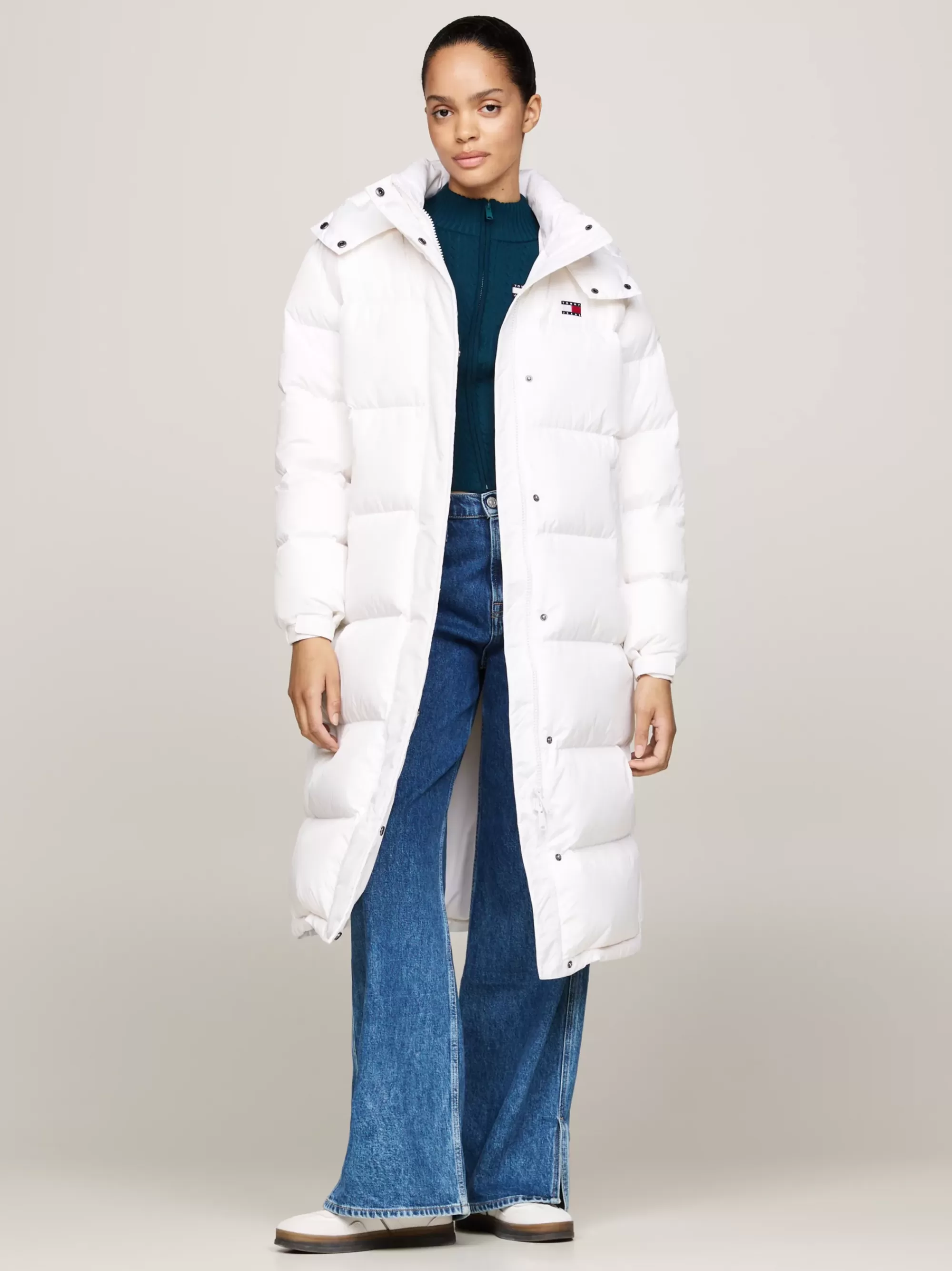 Jassen & Jacks*Tommy Hilfiger Longline Alaska Pufferjas Met Dons WHITE