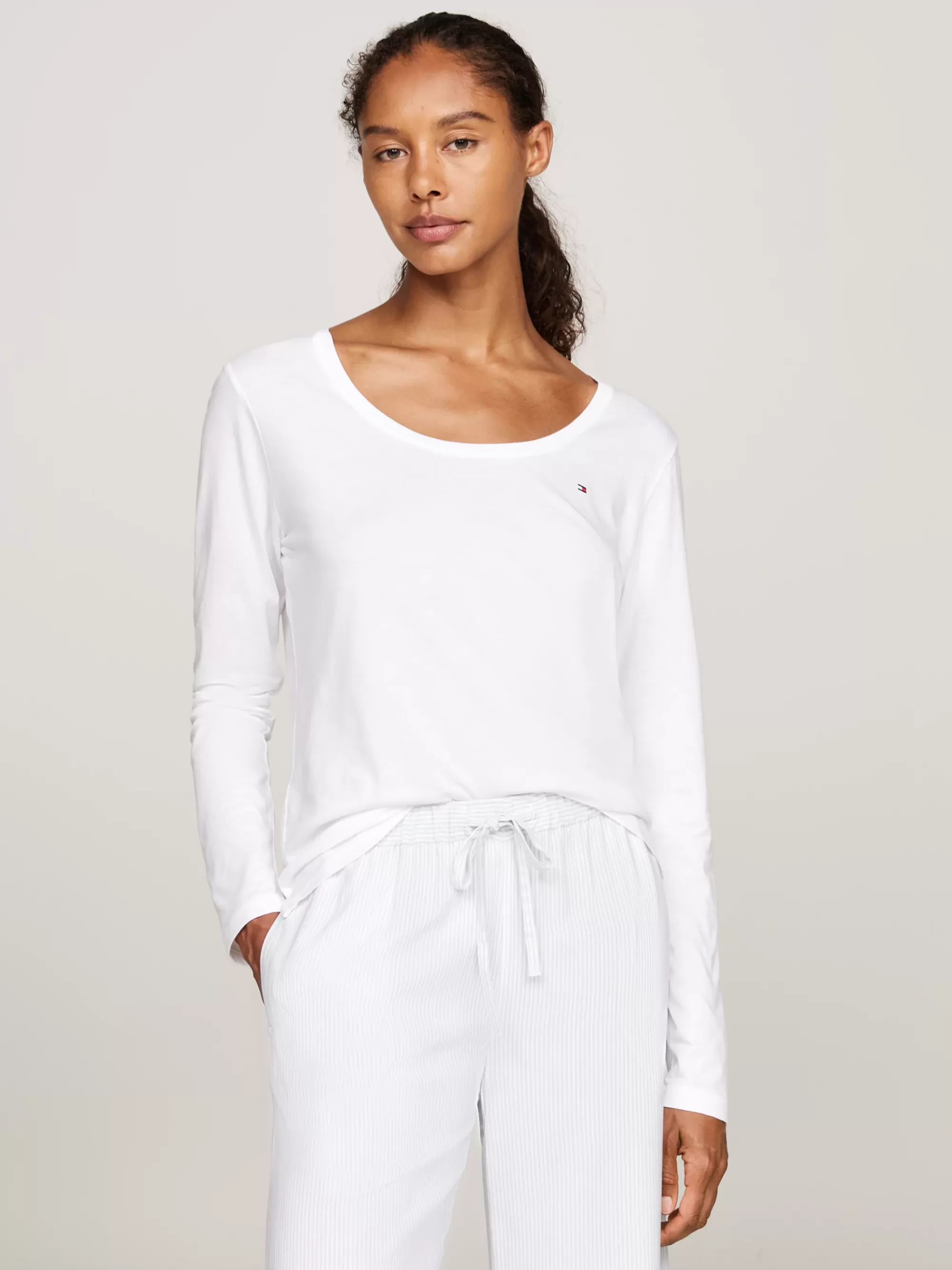 Loungewear*Tommy Hilfiger Longsleeve Pyjama-T-shirt Met Logo WHITE